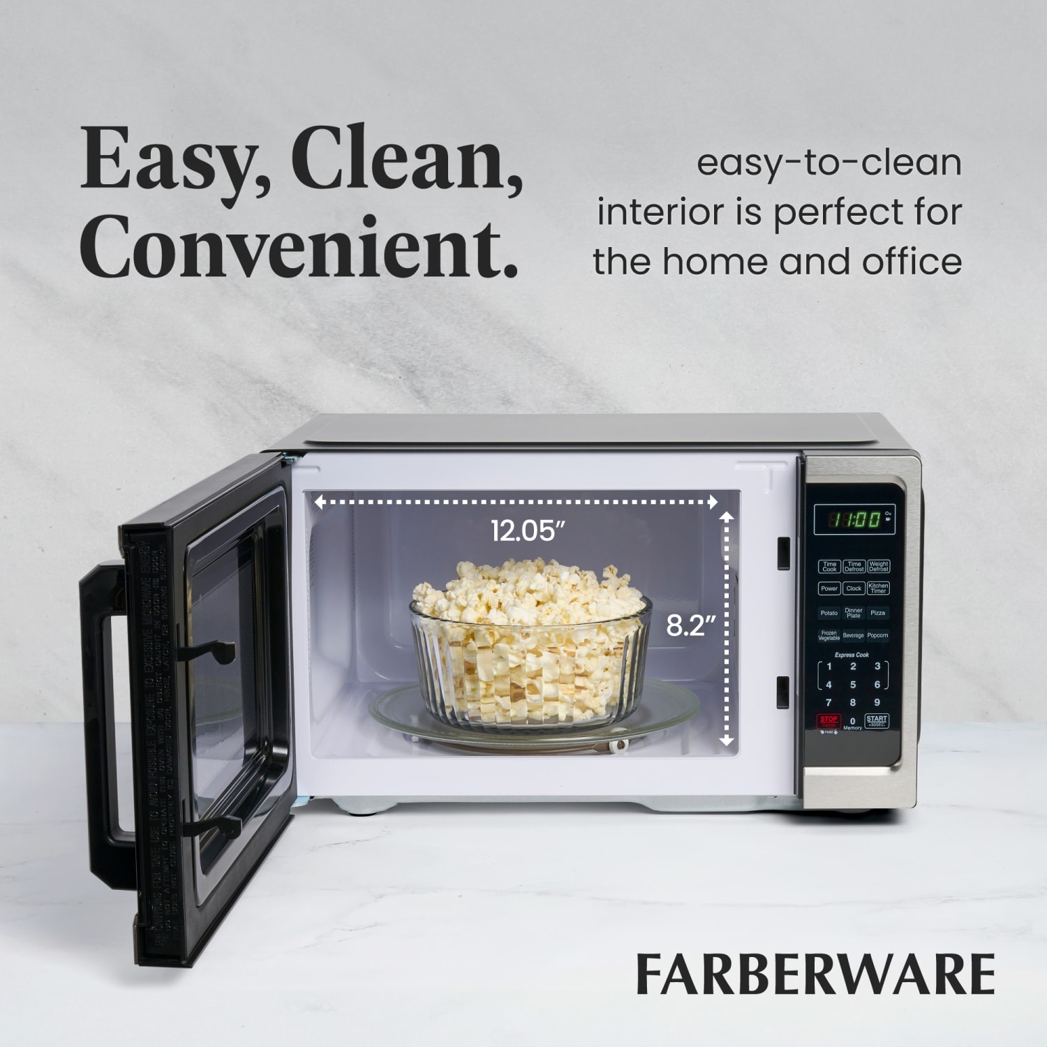 Farberware Classic 0.9 Cu Ft 900-Watt Microwave, Stainless Steel/Black, FM09SS - Image 6