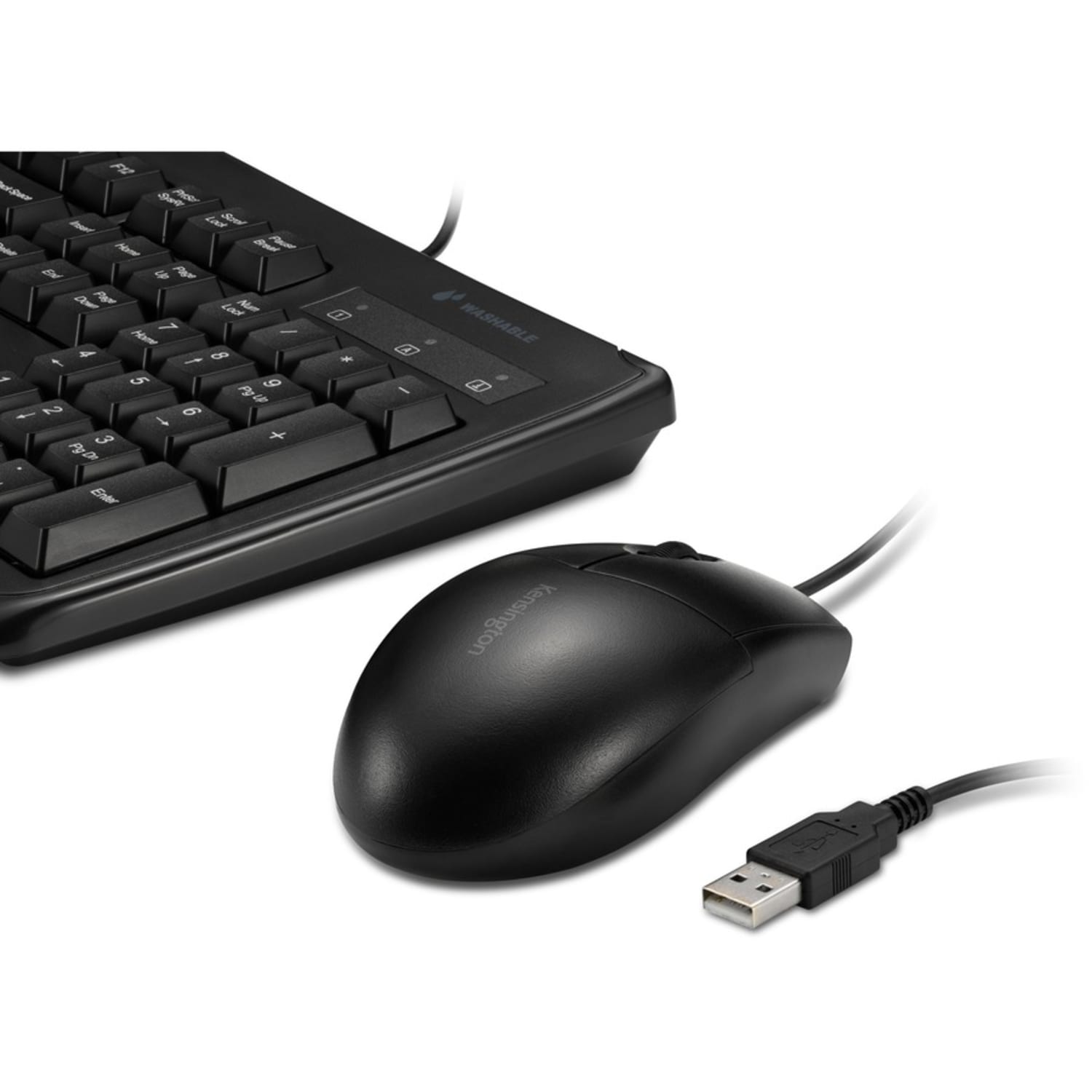 Kensington Pro Fit Washable Wired Desktop Set - USB Cable Keyboard - 104 Key - USB Cable Mouse - Optical - 1600 dpi - Rugged - Scroll Wheel - Symmetrical - Compatible with PC - Image 4