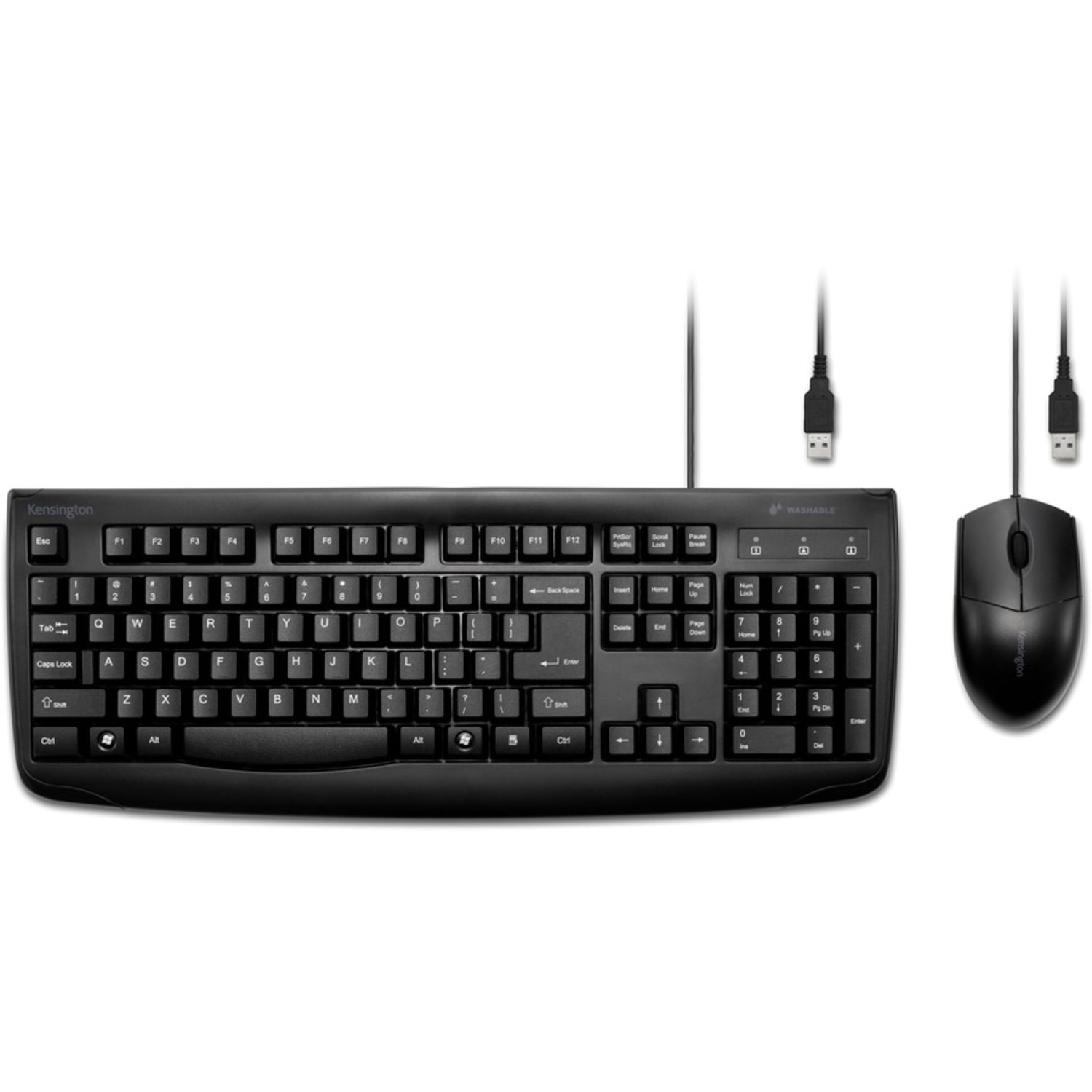 Kensington Pro Fit Washable Wired Desktop Set - USB Cable Keyboard - 104 Key - USB Cable Mouse - Optical - 1600 dpi - Rugged - Scroll Wheel - Symmetrical - Compatible with PC - Image 5