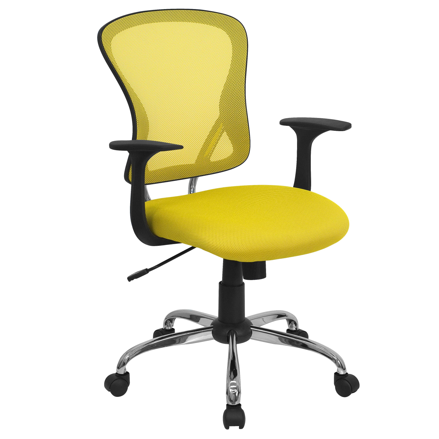 Flash Furniture Mesh Mid-Back Task Chair, Yellow/Black/Chrome - Image 3