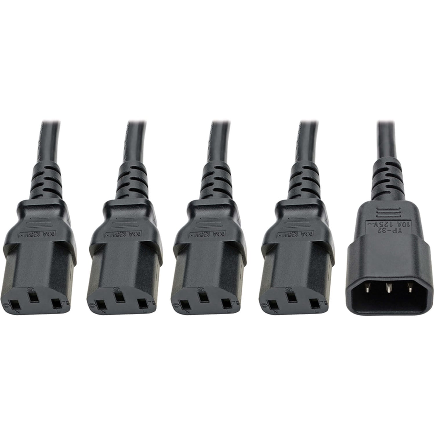 Eaton Tripp Lite Series Power Cord Splitter, C14 to 4xC13 PDU Style - 10A, 250V, 18 AWG, 18-in. (45.72 cm), Black - P00418N4XC13 - Image 3