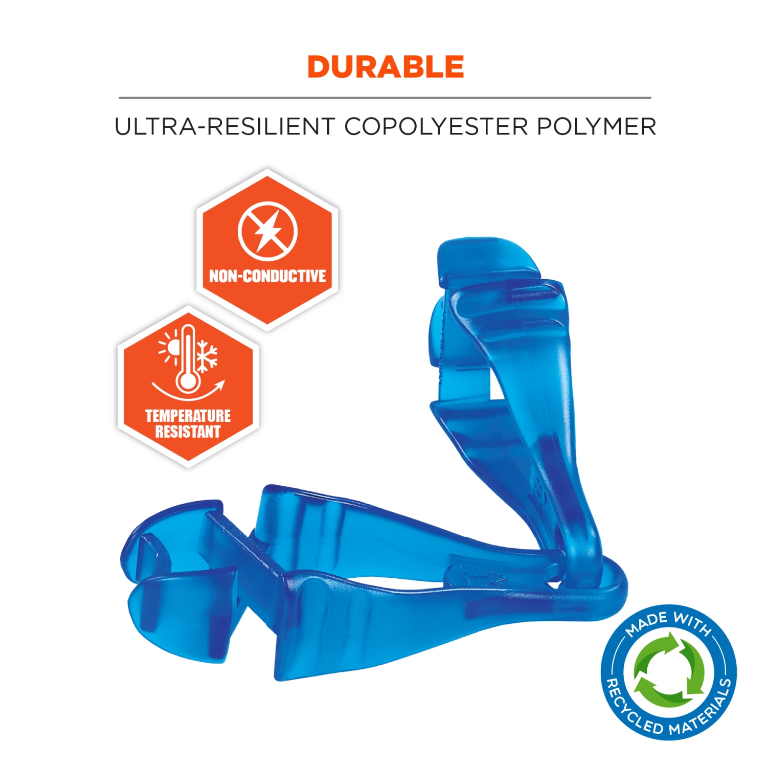 Ergodyne Squids 3400-ECO Glove Clip Holder With Dual Clips, 50% Recycled, Blue, Total Qty 1 - Image 6