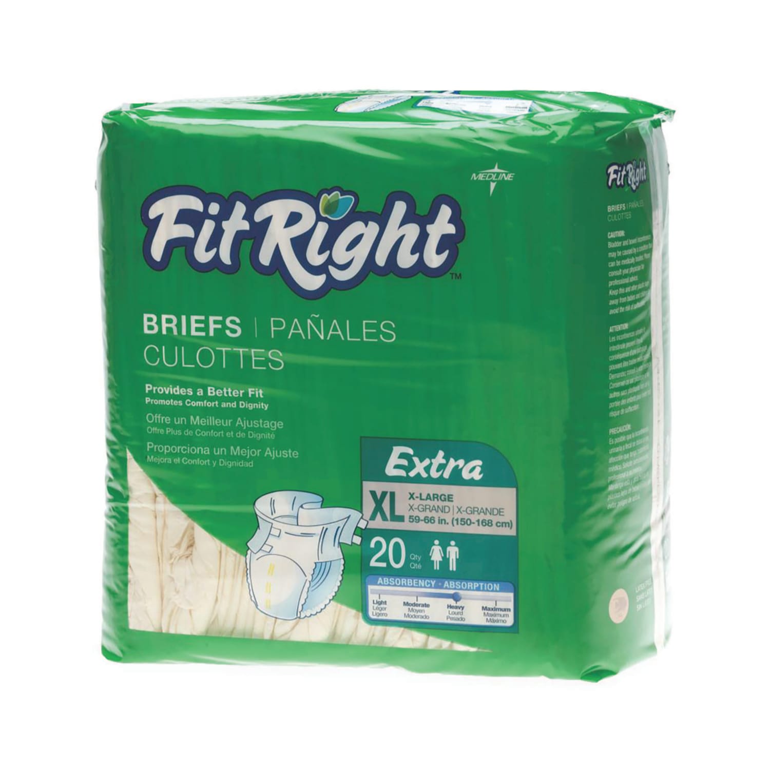 FitRight Extra Disposable Briefs, X-Large, White/Yellow, 20 Briefs Per Bag, Case Of 4 Bags - Image 3