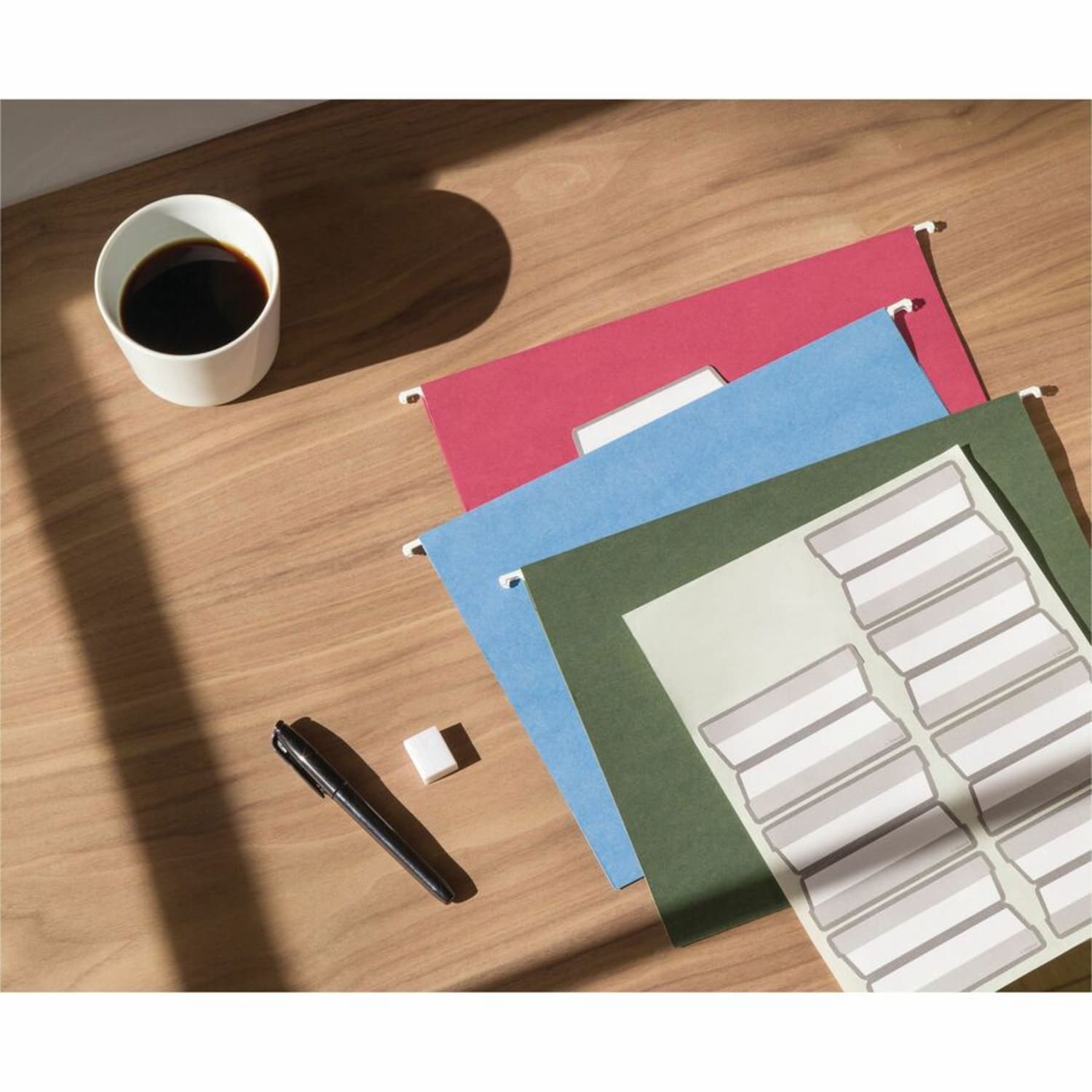 Smead ProTab Filing System With 20 Hanging File Folders, 24 ProTab 1/3-Cut Tab Labels And Eraser, Letter Size, Red - Image 3