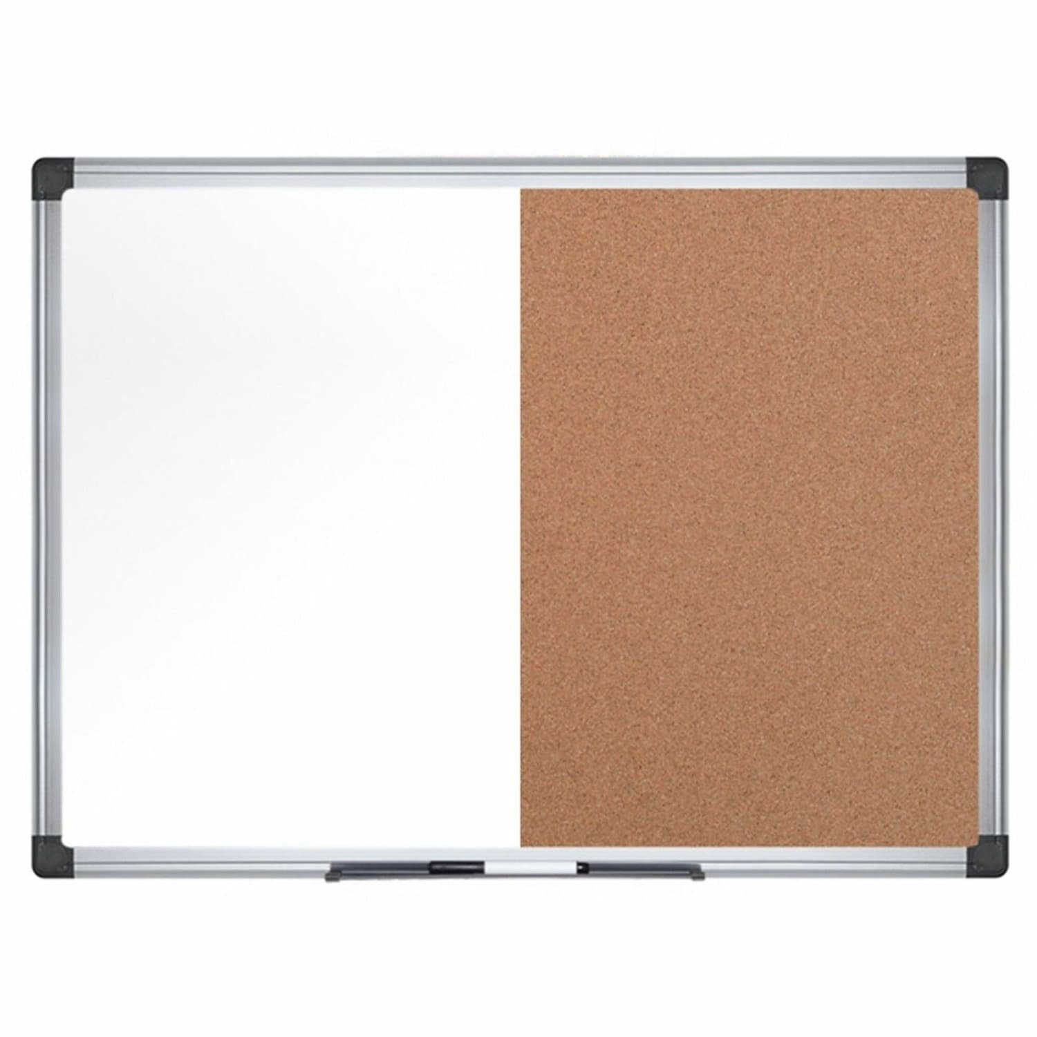 MasterVision Cork/Non-Magnetic Melamine Dry-Erase Whiteboard Combination Board, 36in x 48in, Silver Aluminum Frame - Image 3