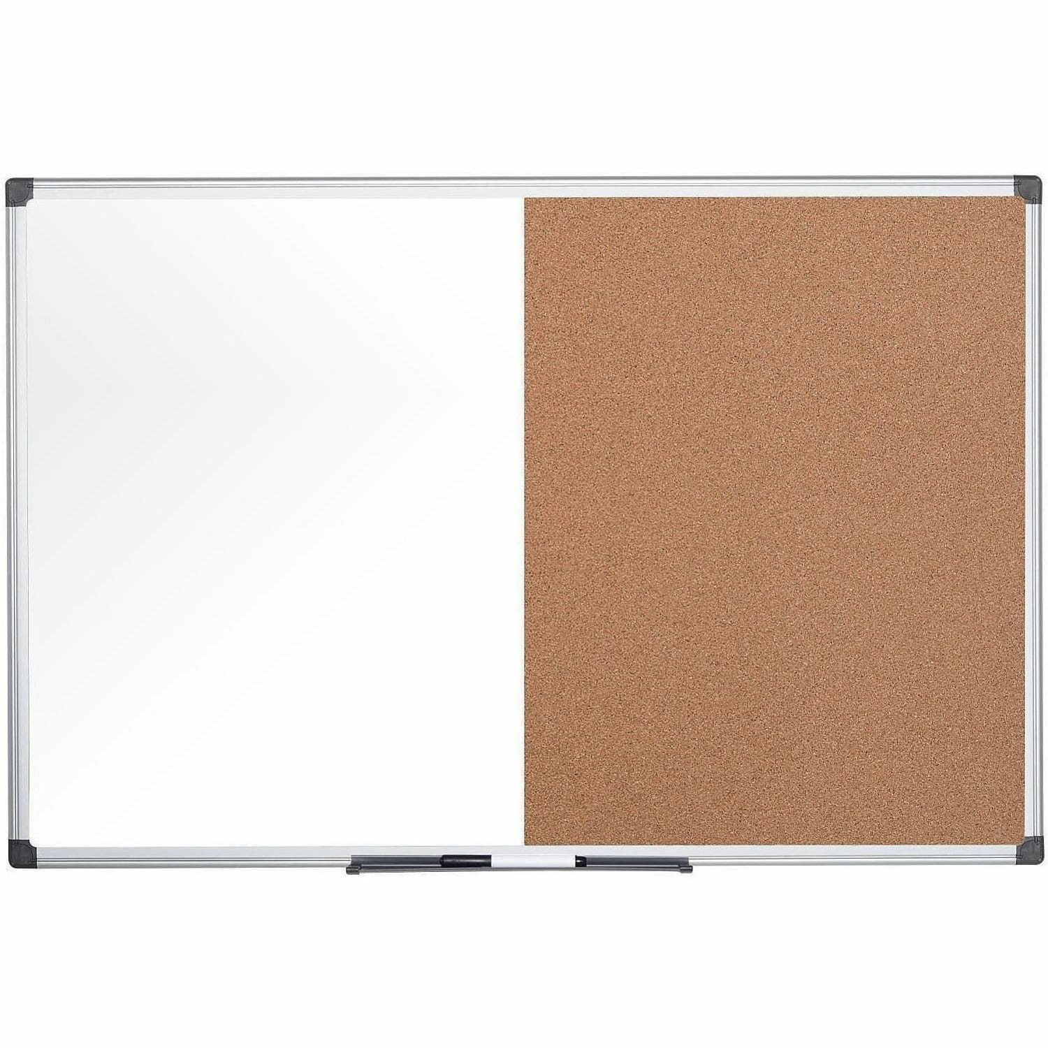 MasterVision Cork/Non-Magnetic Melamine Dry-Erase Whiteboard Combination Board, 36in x 48in, Silver Aluminum Frame - Image 4