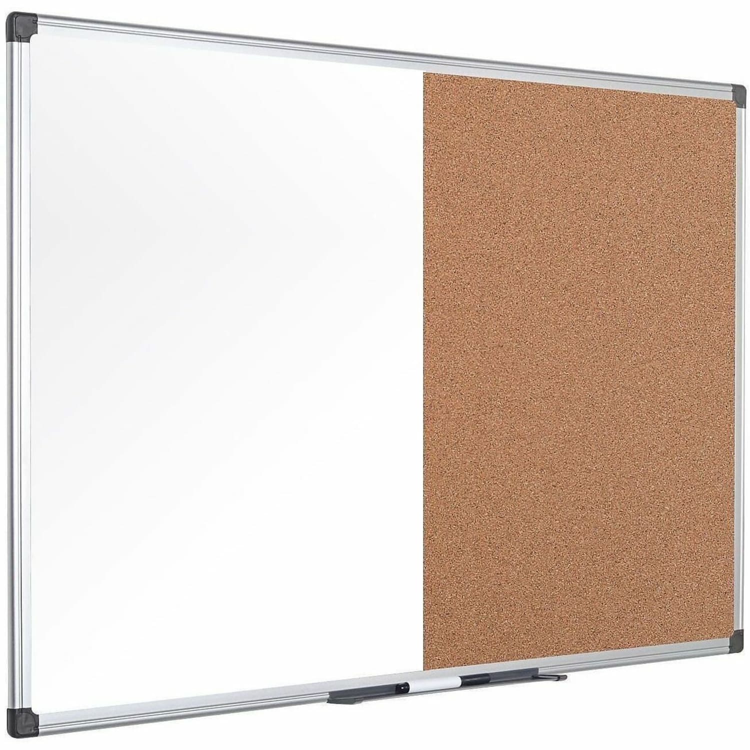 MasterVision Cork/Non-Magnetic Melamine Dry-Erase Whiteboard Combination Board, 36in x 48in, Silver Aluminum Frame - Image 5