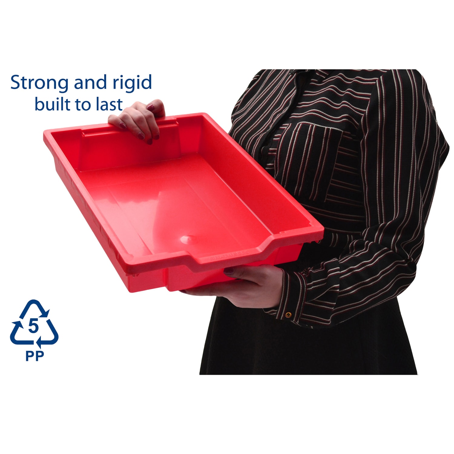 Gratnells Shallow F1 Tray, Heavy Duty School, Industrial & Utility Bins, 12.3in x 16.8in x 3in, Flame Red, Pack Of 8 - Image 4