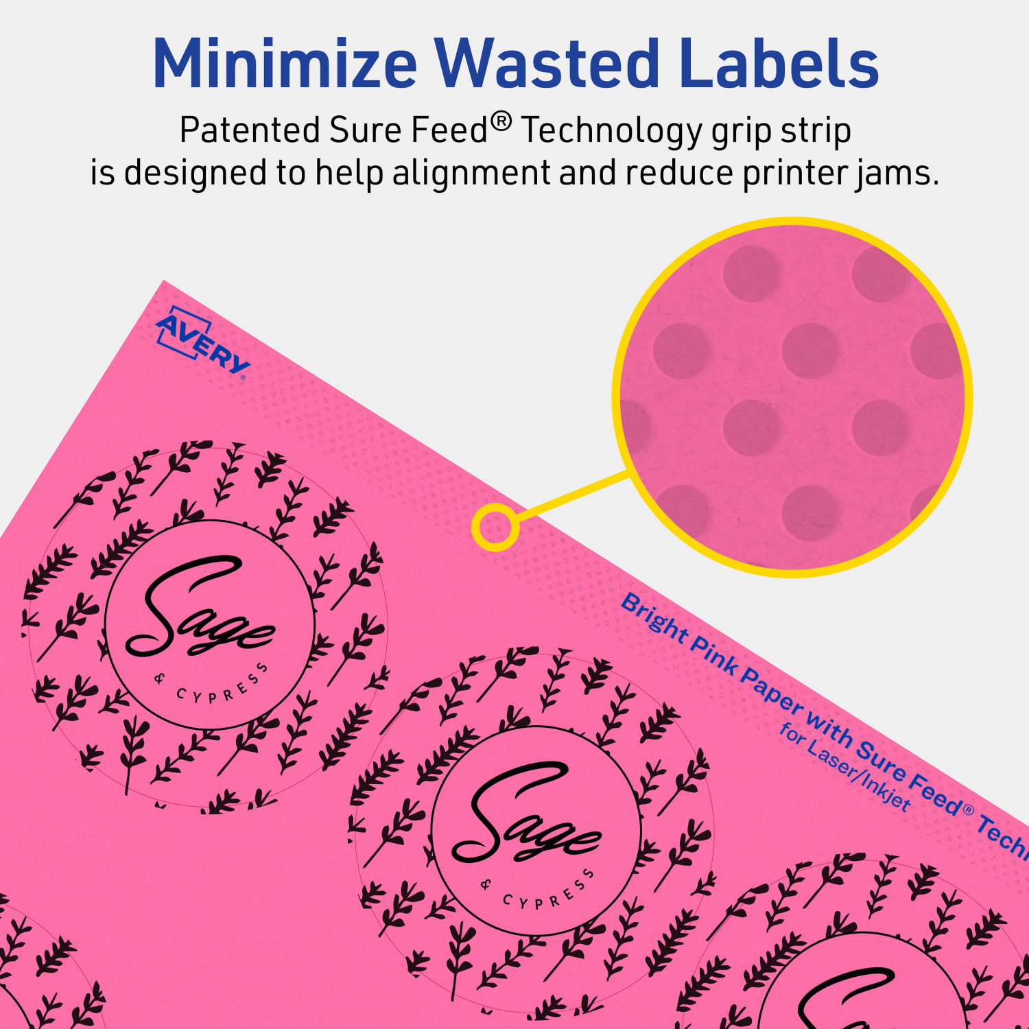 Avery Print-To-The-Edge Labels With Sure Feed Technology, 94502-BPP80, Round, 2-1/2in, Matte Bright Pink, Pack of 720 - Image 5