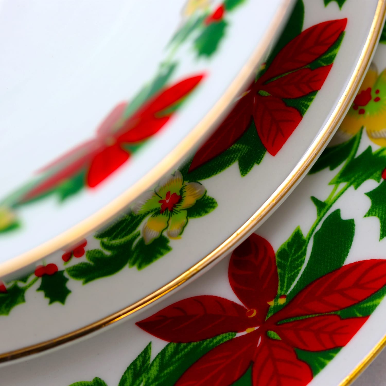 Gibson Home Poinsettia Holiday 20-Piece Dinnerware Set, Multicolor - Image 4