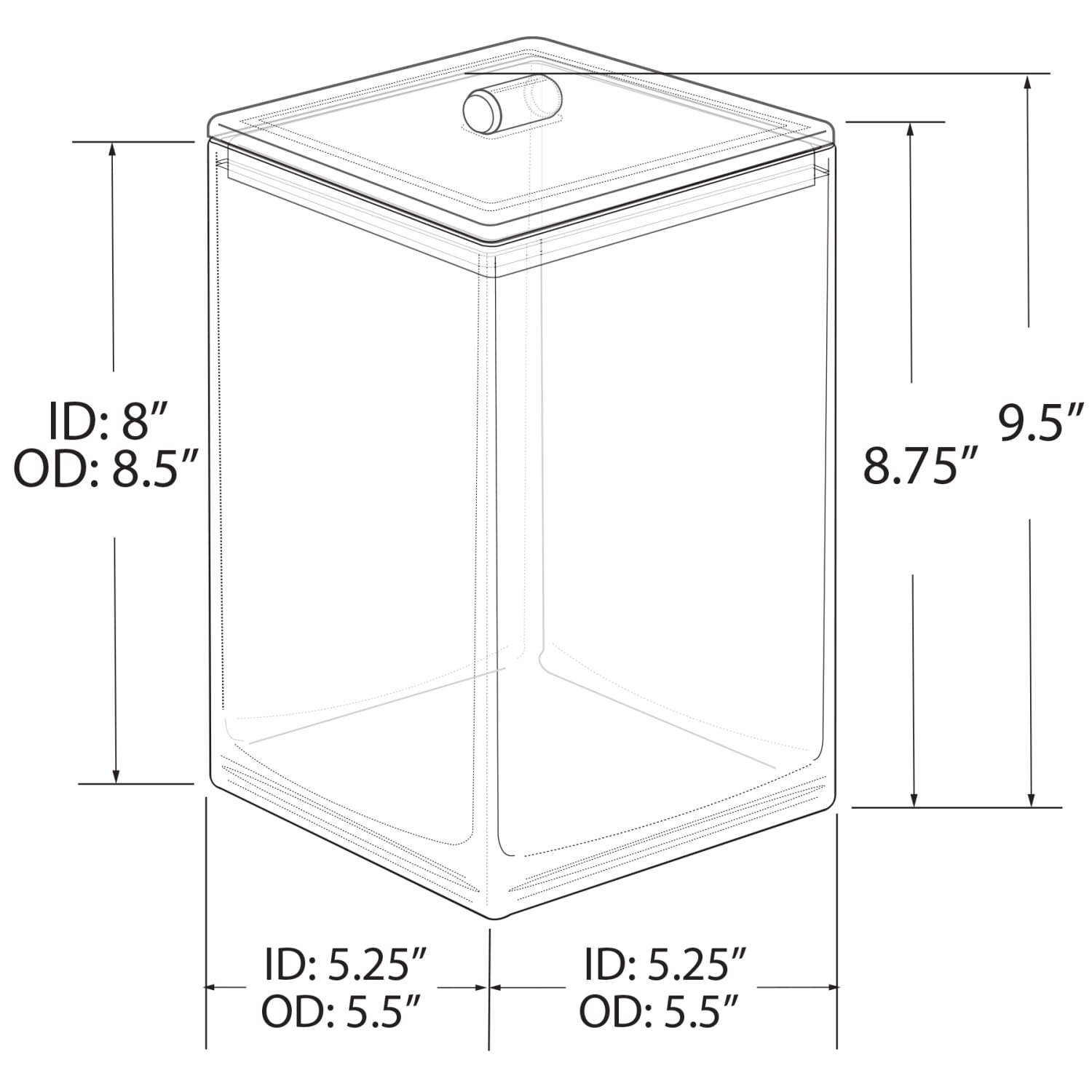 Azar Displays Square Candy Bin With Acrylic Lid, 1.04 Gallons, Clear - Image 4