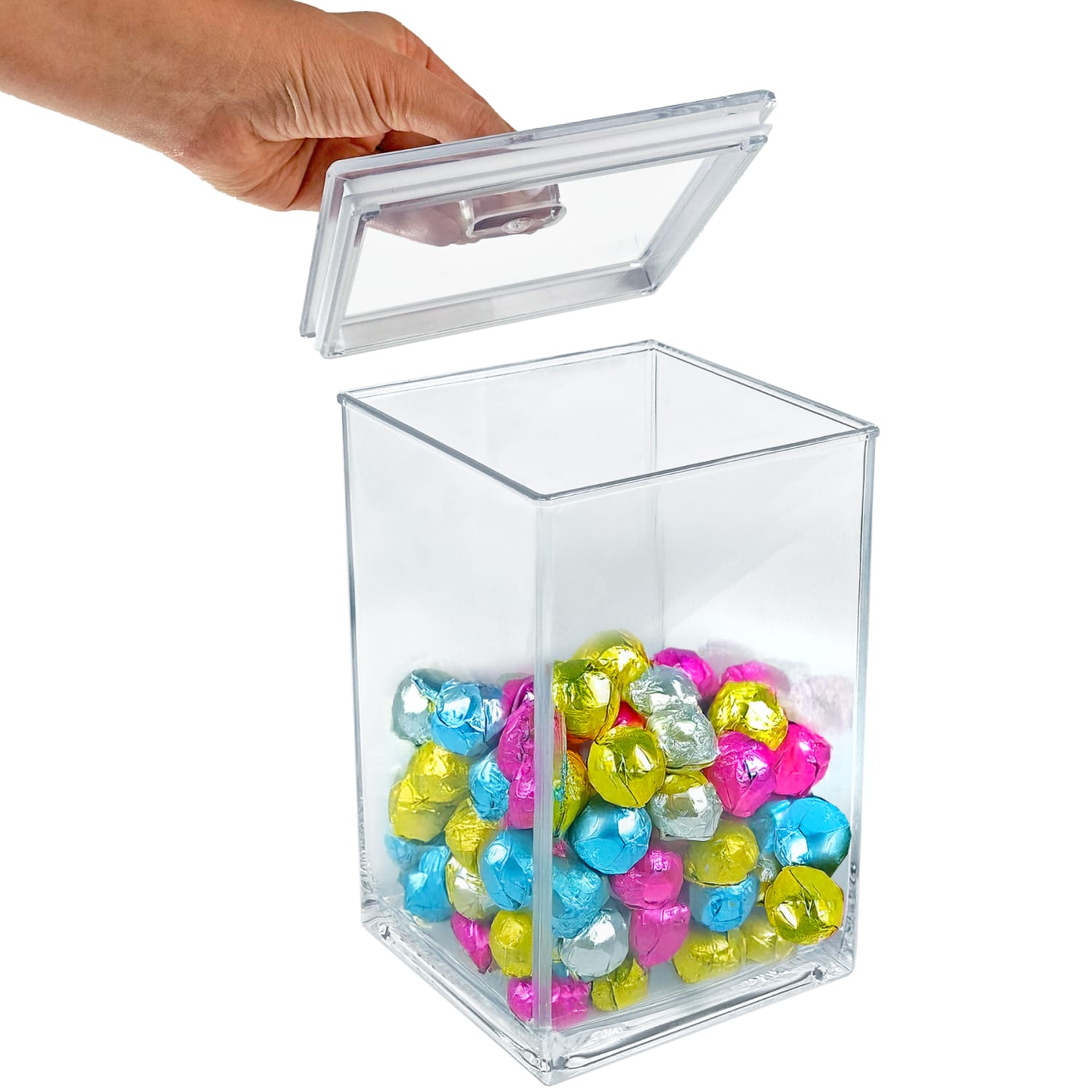 Azar Displays Square Candy Bin With Acrylic Lid, 1.04 Gallons, Clear - Image 5