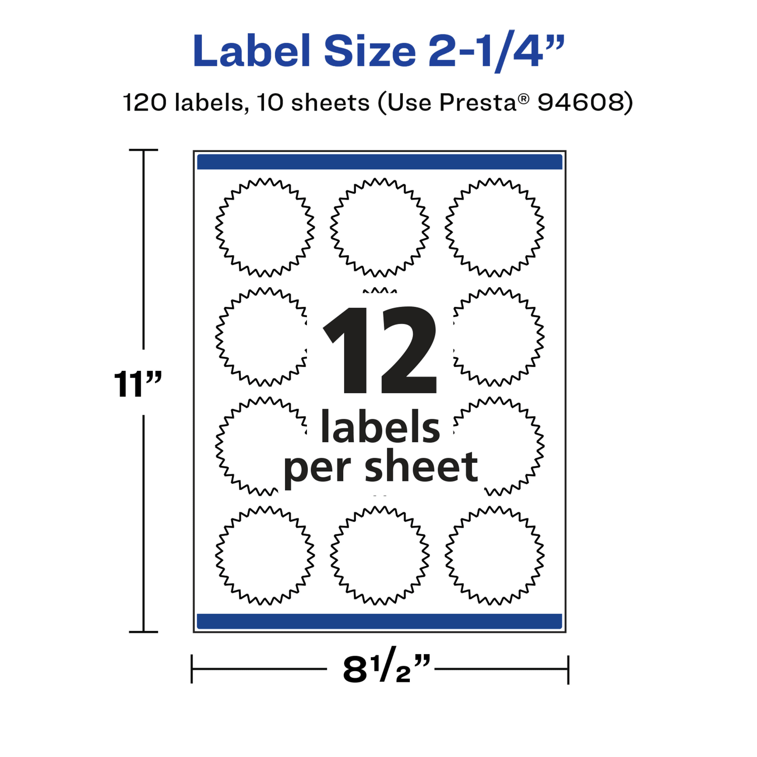 Avery Glossy Permanent Labels With Sure Feed, 94608-WGP10, Starburst, 2-1/4in, White, Pack Of 120 - Image 6