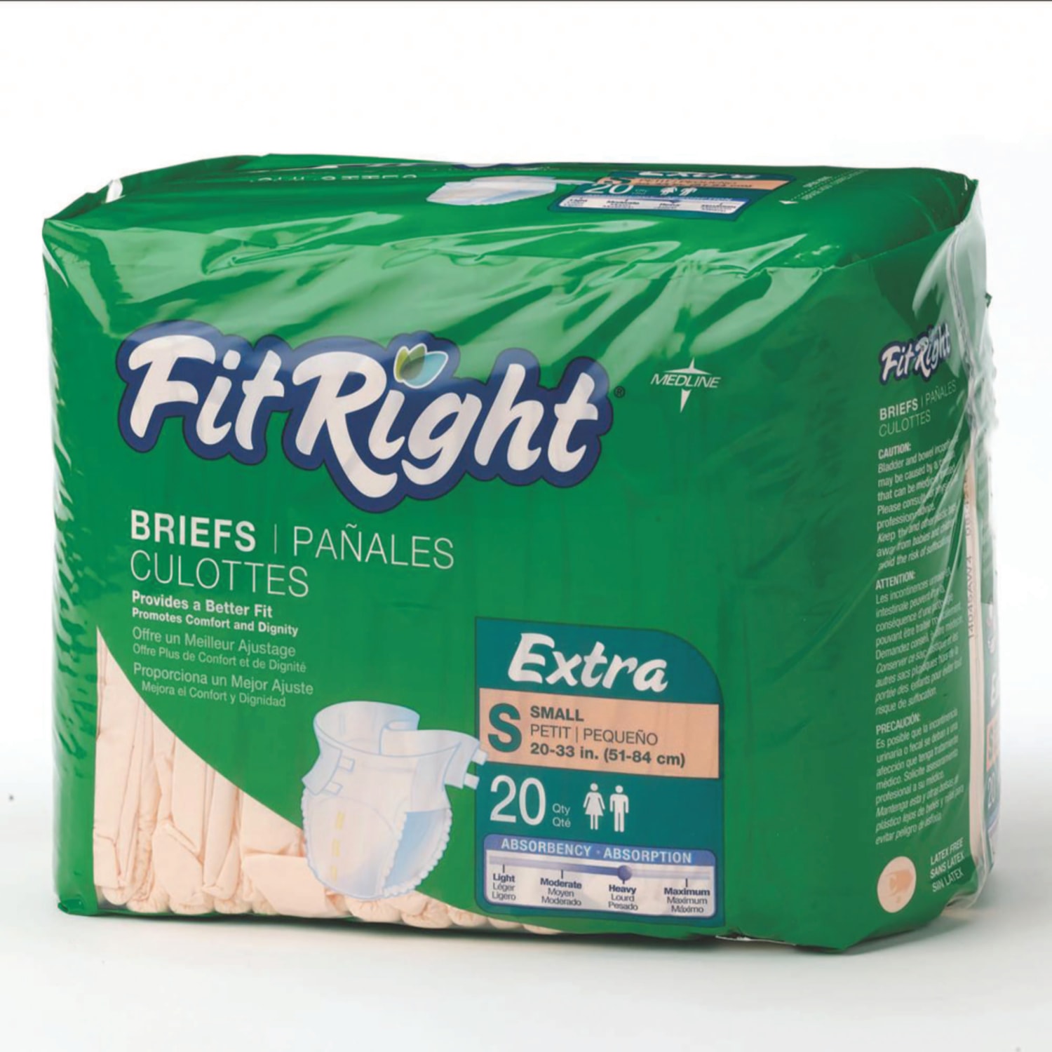FitRight Extra Disposable Briefs, Small, Peach/White, 20 Briefs Per Bag, Case Of 4 Bags - Image 3