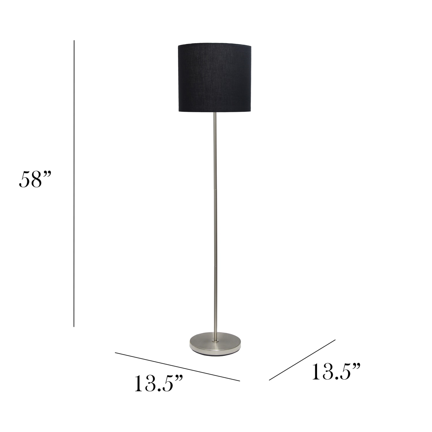Simple Designs Floor Lamp, 58inH, Black Shade/Brushed Nickel Base - Image 6