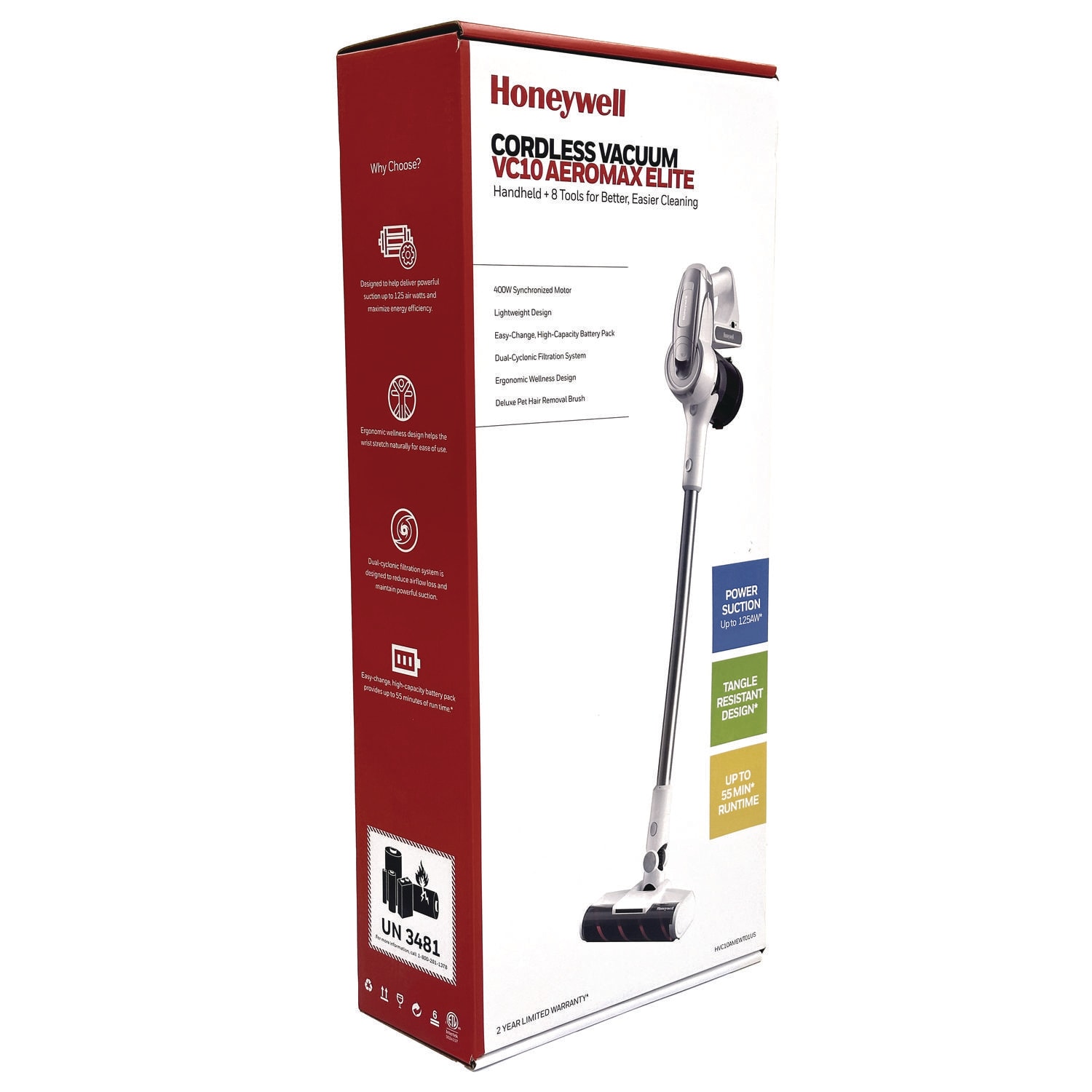 Honeywell Aeromax Elite VC10 Cordless Vacuum, 8.7in Cleaning Path, White - Image 4