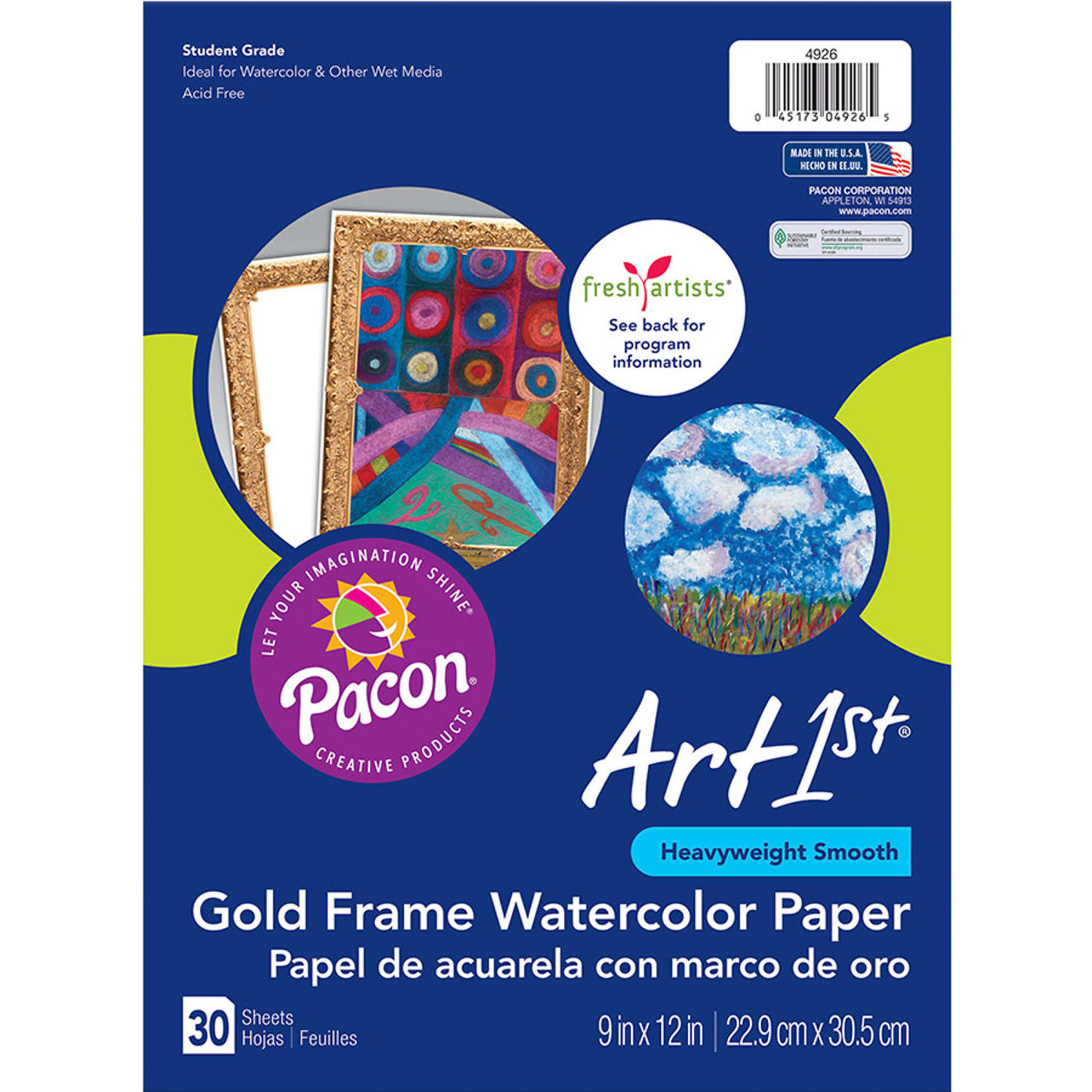 Pacon Ucreate Watercolor Paper, 9in x 12in, Gold/White, 30 Sheets Per Pack, Set Of 3 Packs - Image 3