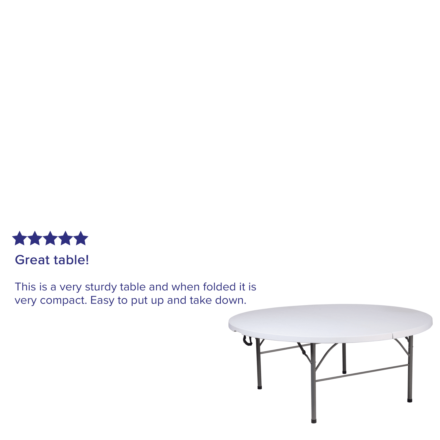 Flash Furniture Round Bi-Fold Plastic Banquet And Event Folding Table With Carrying Handle, 29inH x 70-3/4inW x 70-3/4inD, Granite White/Gray - Image 5