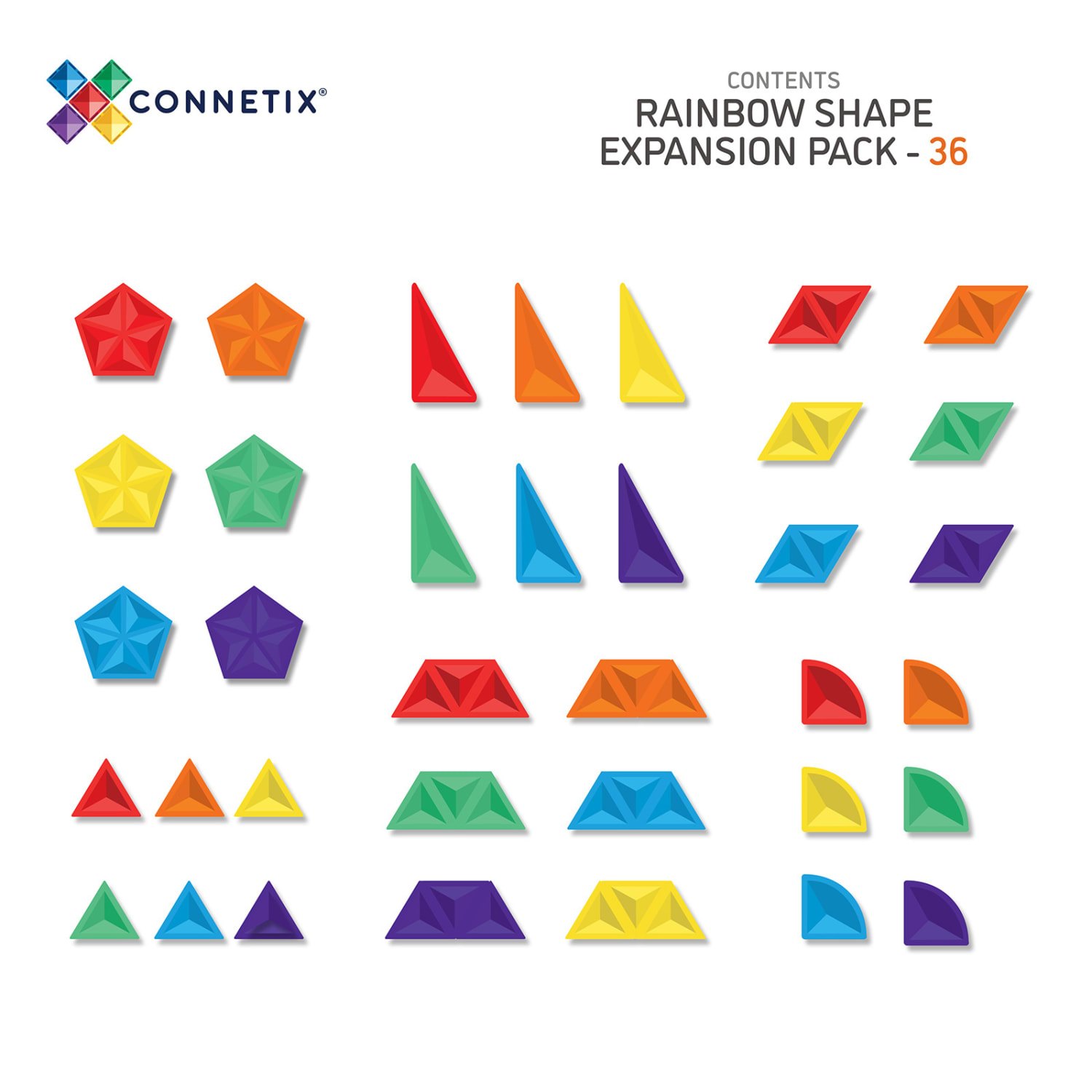 Connetix Magnetic Tiles Rainbow Shape Expansion Pack, 36 Pieces - Image 3