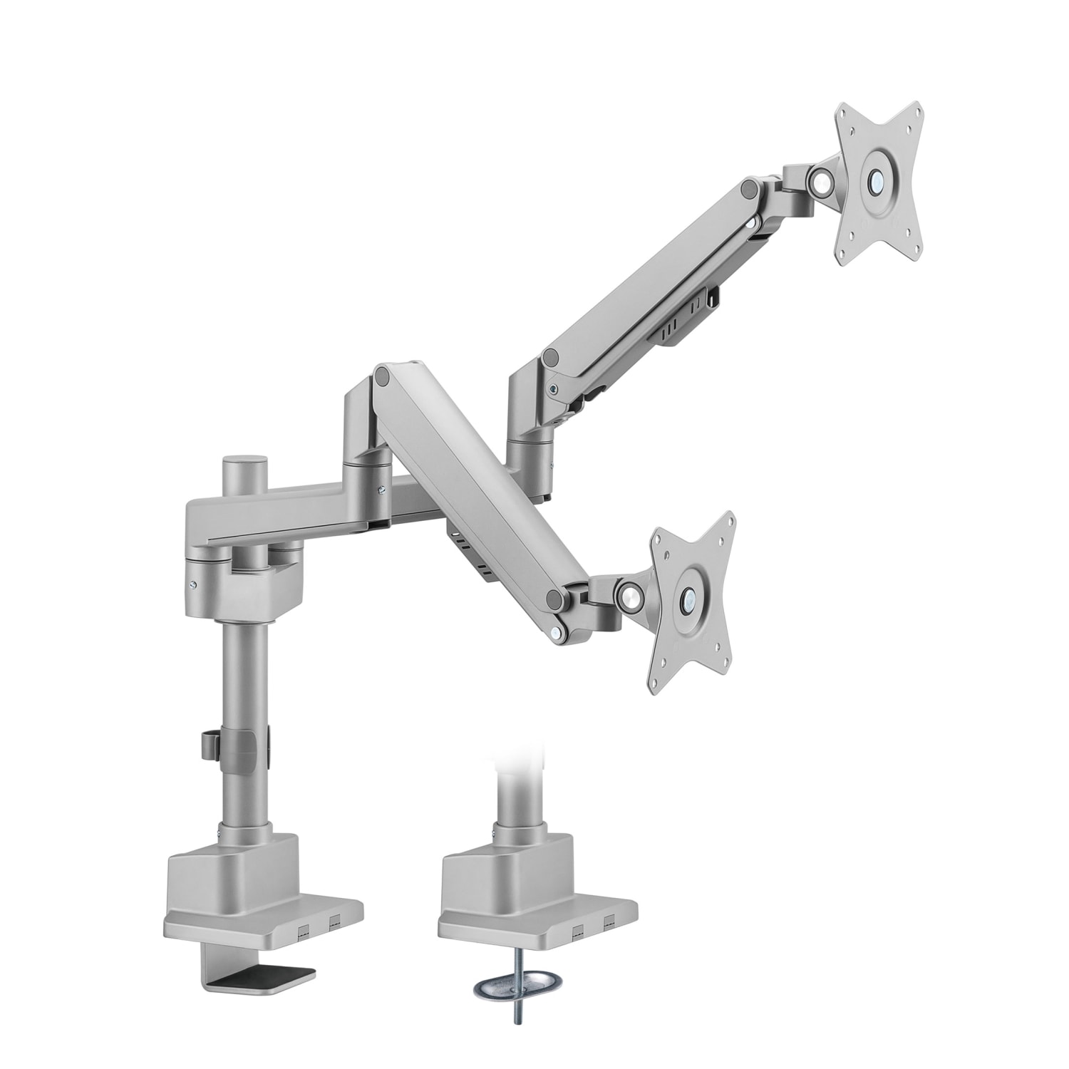 Mount-It! Full Motion Dual Monitor Desk Mount, Silver - Image 4