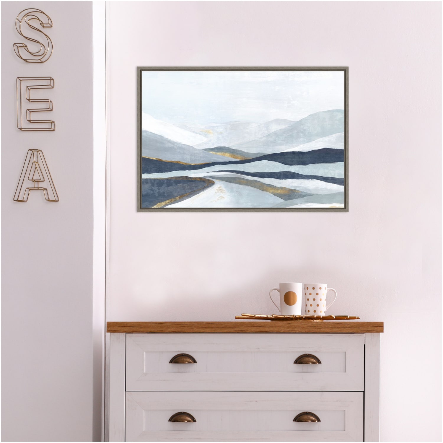 Amanti Art Far Away Land I Mountains by Eva Watts Framed Canvas Wall Art Print, 16inH x 23inW, Greywash - Image 4