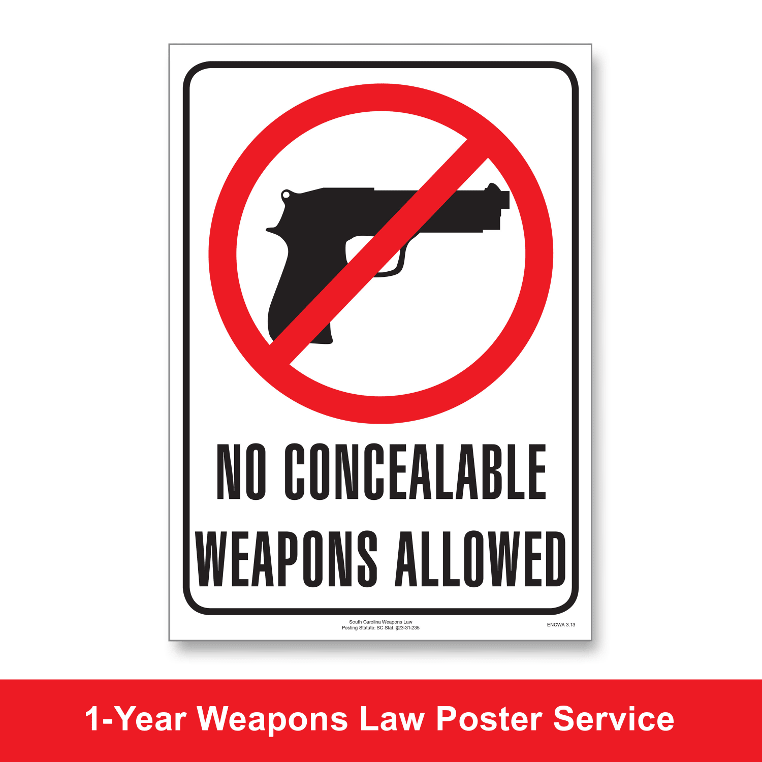 ComplyRight State Weapons Law 1-Year Poster Service, English, South Carolina, 8 1/2in x 12in - Image 3