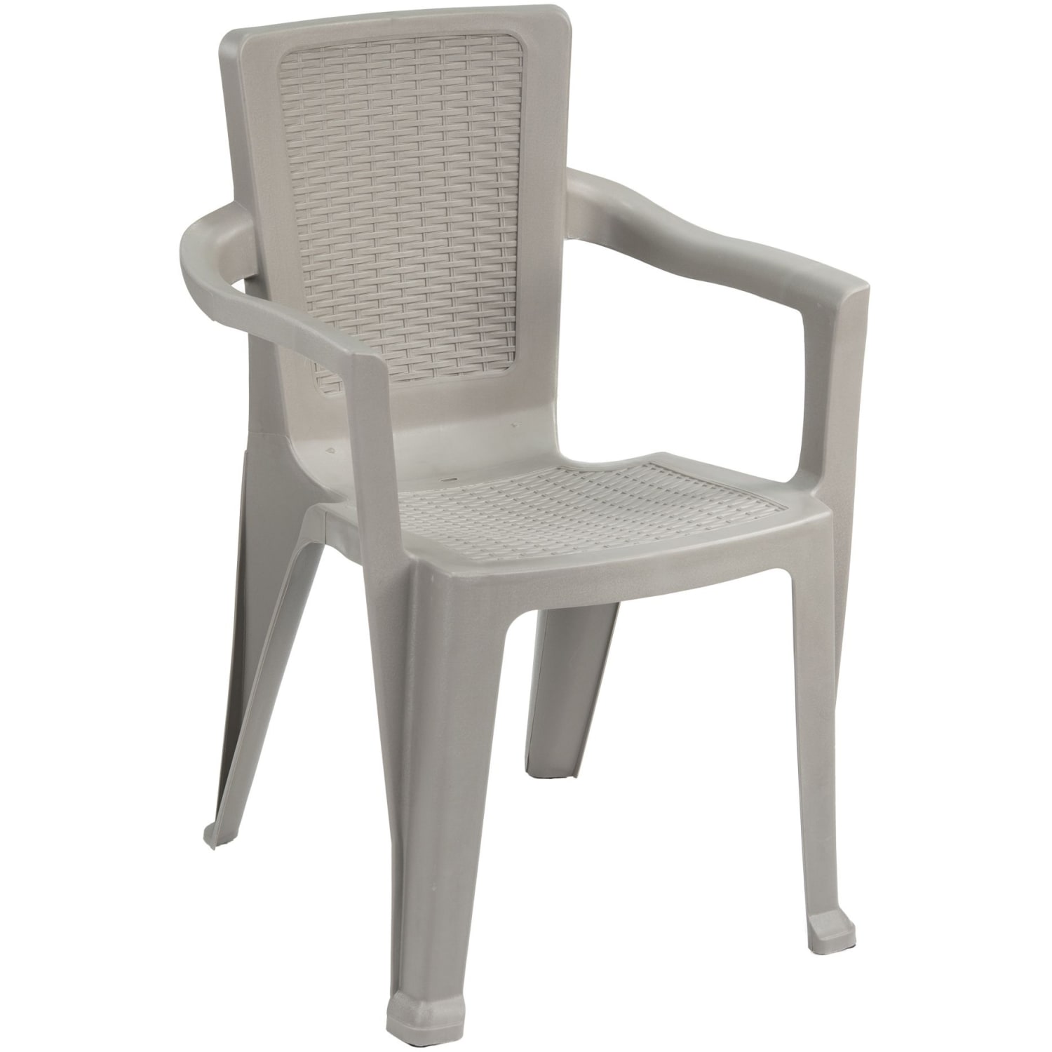 Inval Stackable Patio Dining Chairs, Plastic, Taupe, Pack Of 4 Chairs - Image 3