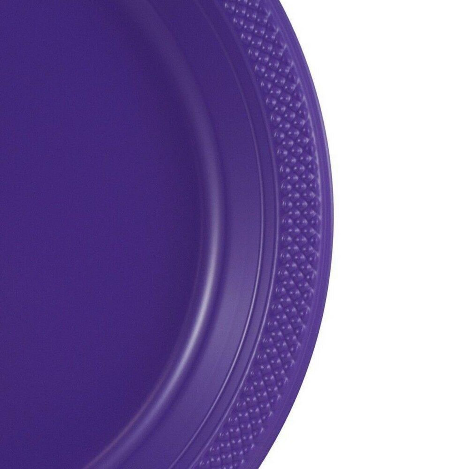 JAM PAPER Round Plastic Party Plates, Large, 10 1/4 inch, Purple, 20/Pack - Image 4