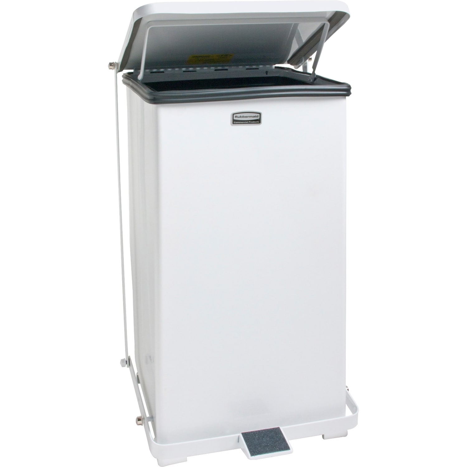 United Receptacle Defenders Steel Step Can, 6.5 Gallons, 23in x 12in x 12in, White - Image 3