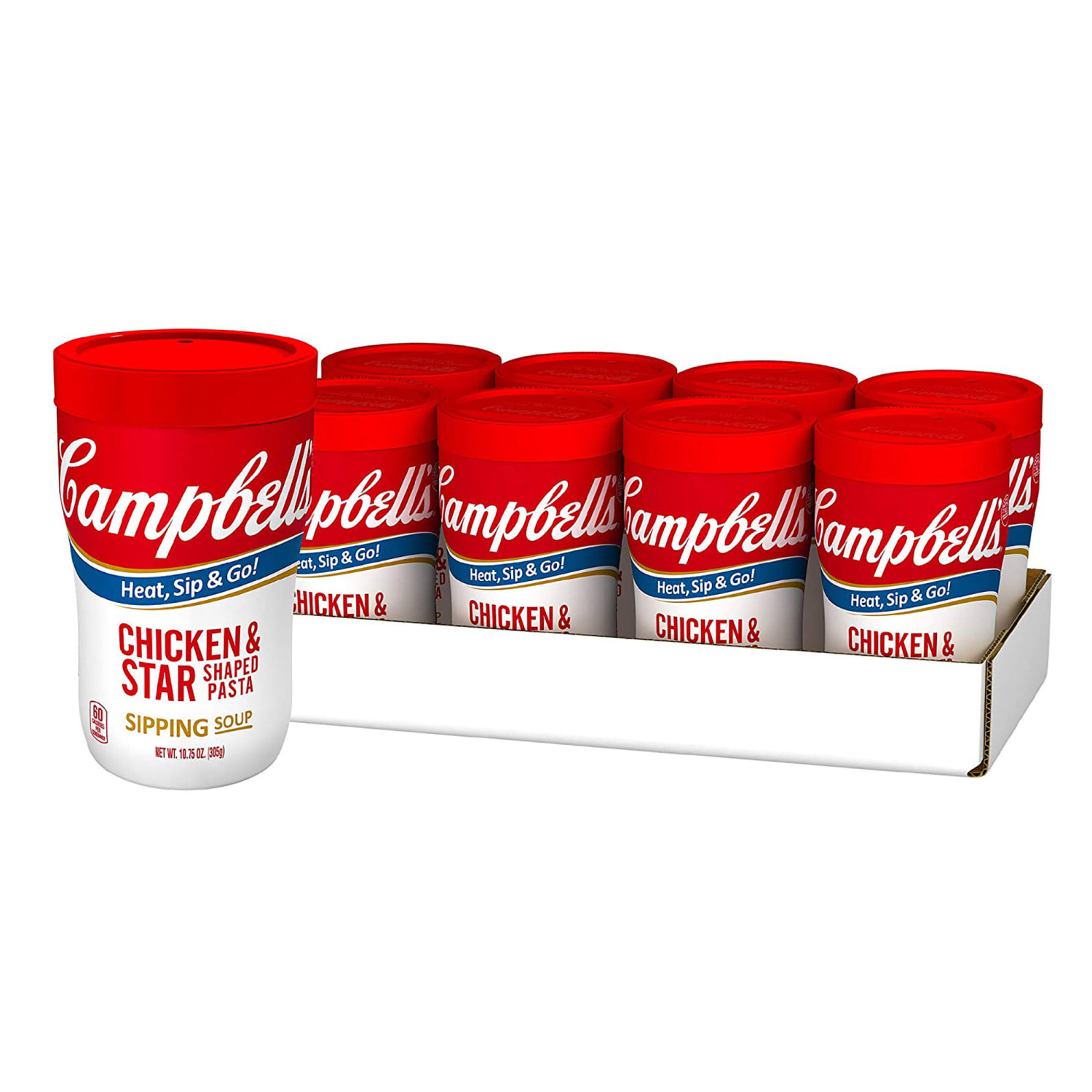 Campbells Chicken And Stars Sipping Soup, 10.75 Oz, Pack Of 8 Cups