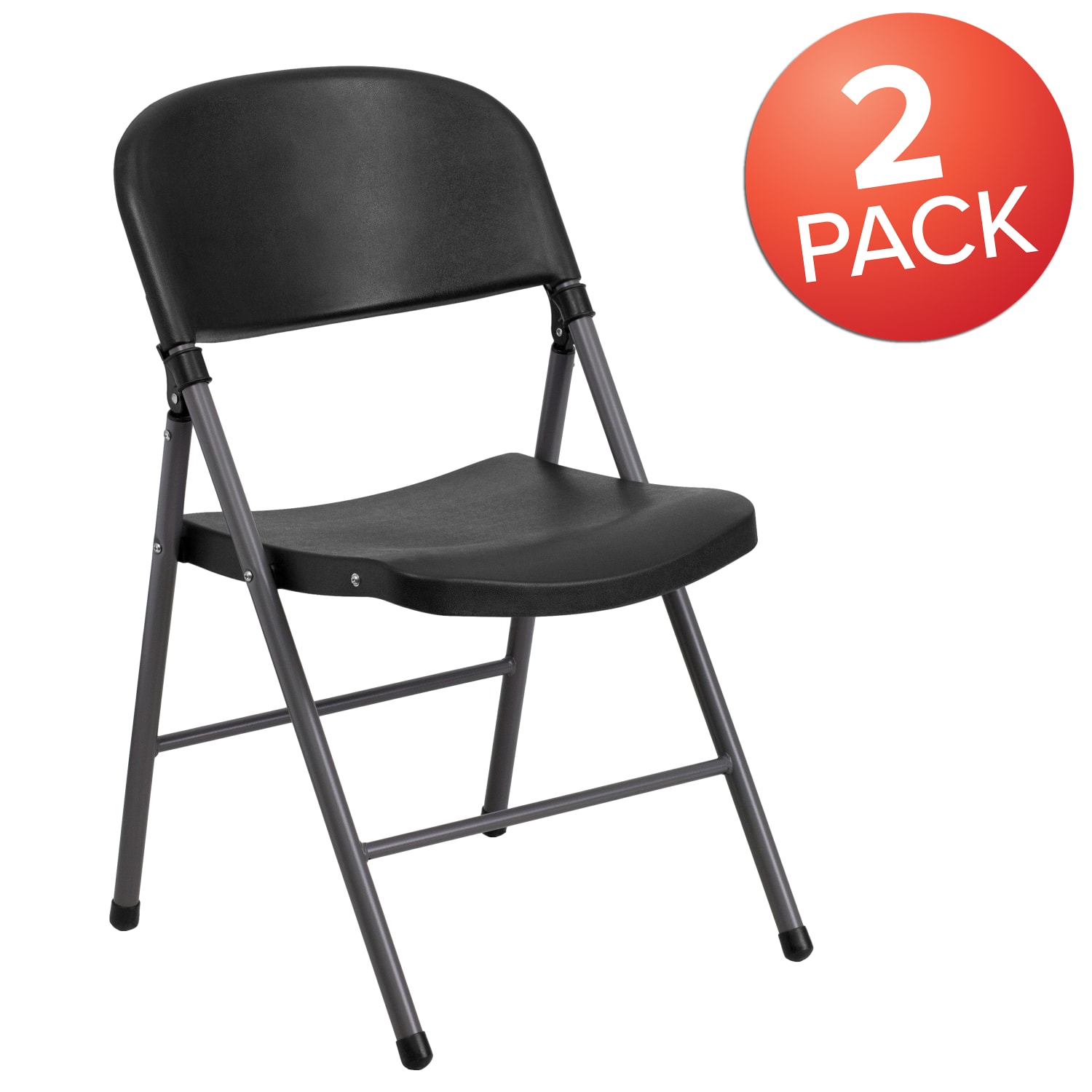 Flash Furniture HERCULES 330 lb. Capacity Plastic Folding Chairs, Black/Charcoal, Set Of 2 Chairs - Image 3