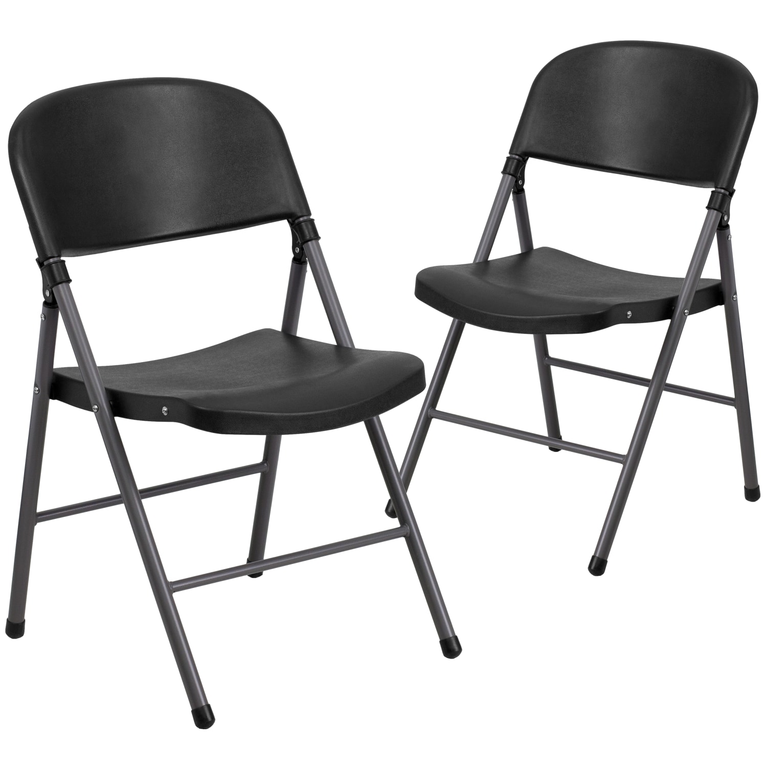 Flash Furniture HERCULES 330 lb Capacity Plastic Folding Chairs BlackCharcoal Set Of 2 Chairs PopularChairscom Flash Furniture HERCULES 330 lb Capacity Plastic Folding Chairs BlackCharcoal Set Of 2 Chairs PopularChairscom