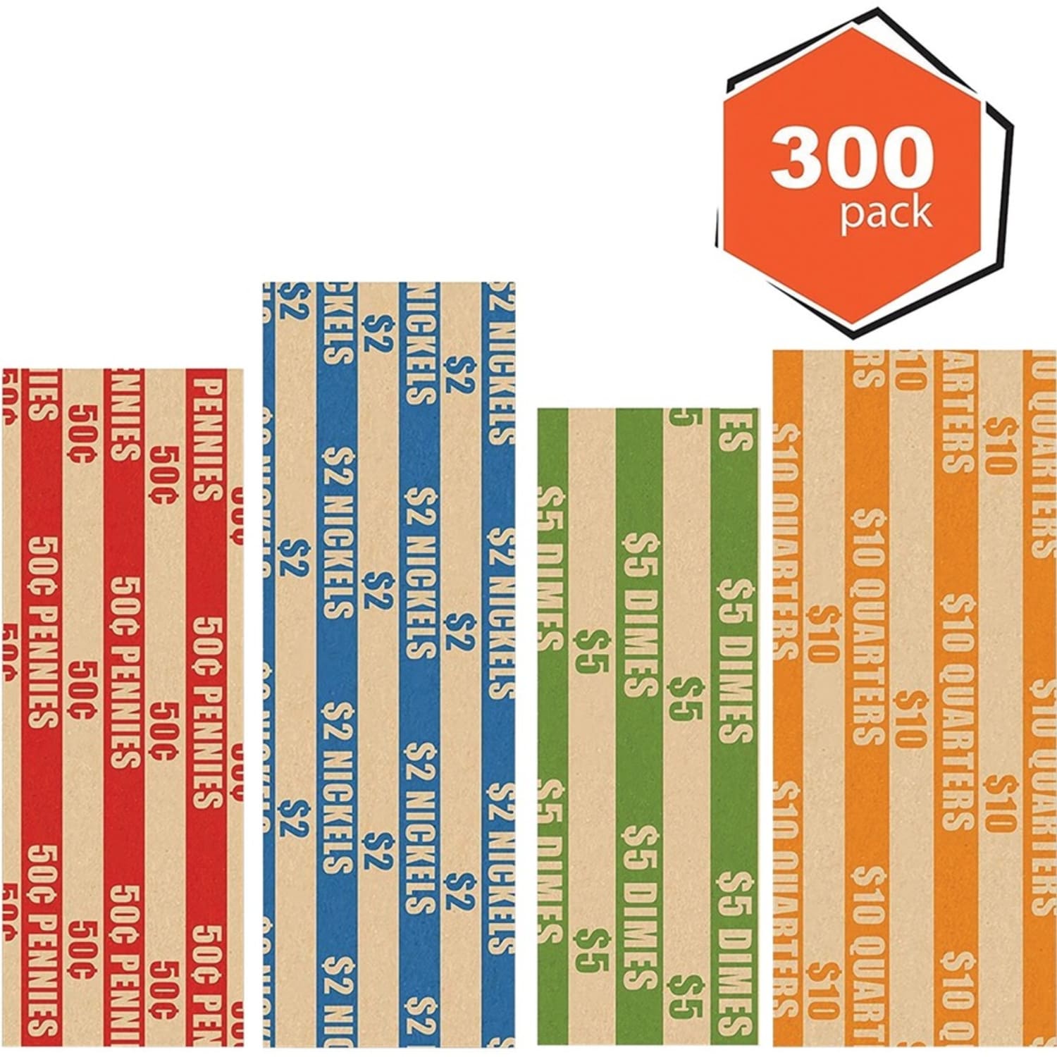 Nadex Coins Coin Wrappers Flat Striped - 5in Width x 8in Length - Durable - Kraft Paper - Multi - Image 3