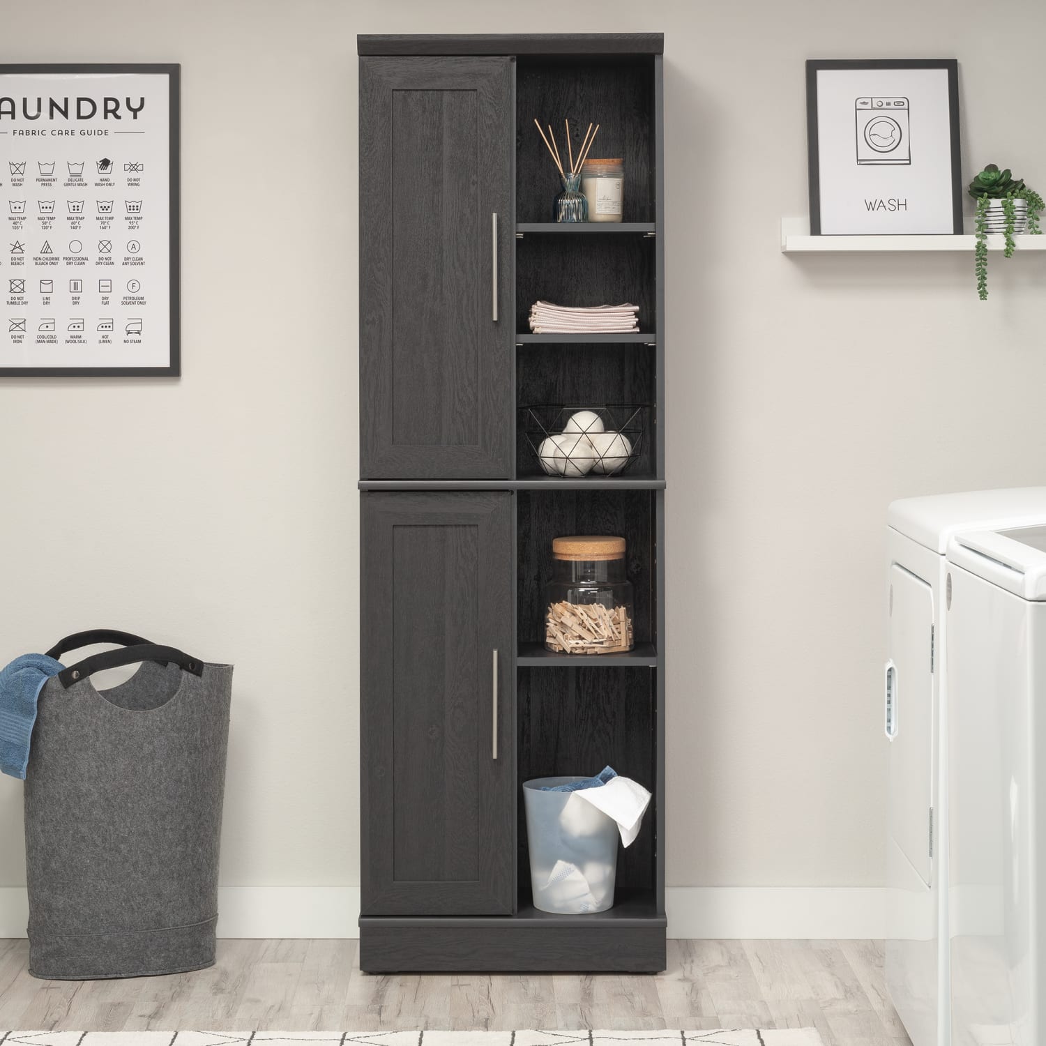 Sauder HomePlus Modern 24inW Storage Cabinet With Adjustable Doors, Raven Oak - Image 5