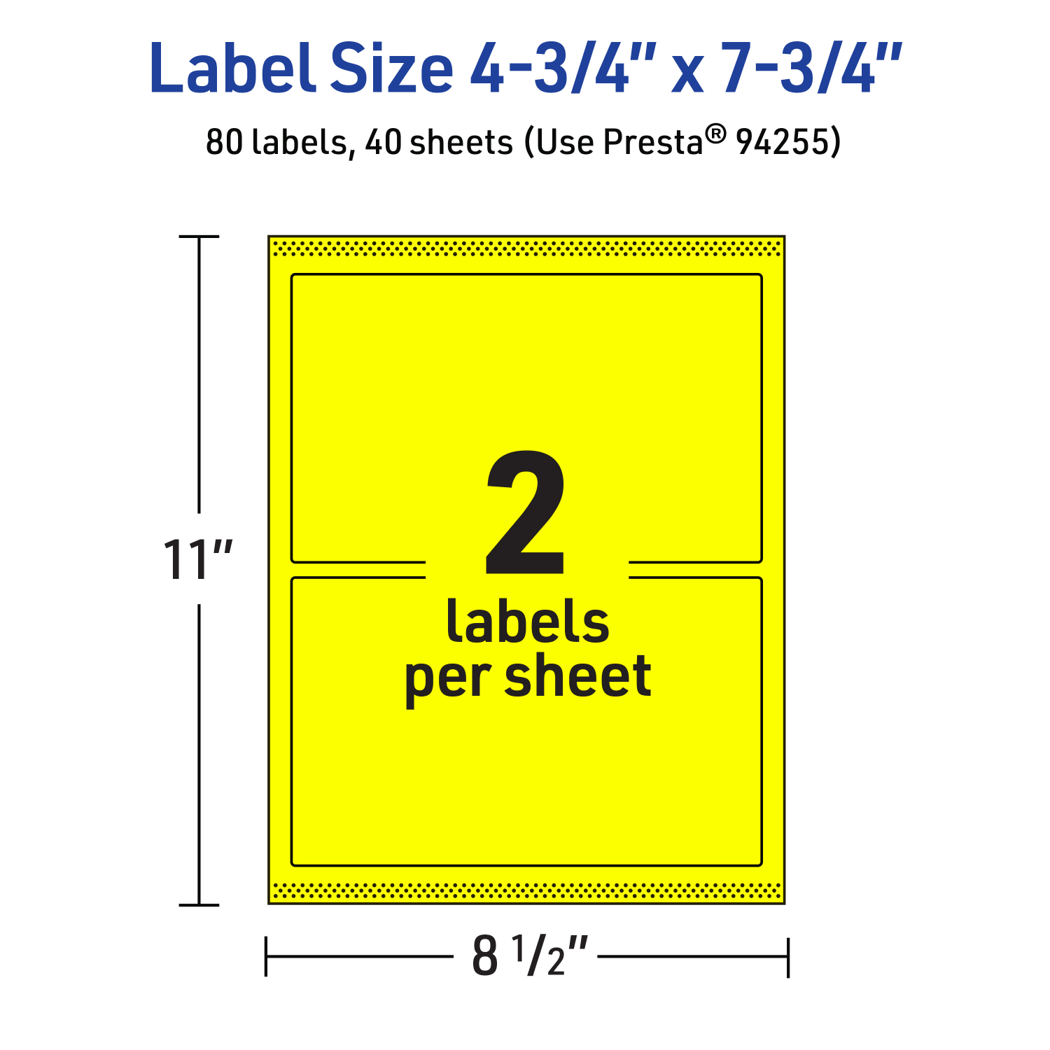 Avery Print-To-The-Edge Labels With Sure Feed Technology And Easy Peel, 94255-NYP40, Rectangle, 4-3/4in x 7-3/4in, Matte Neon Yellow, Pack of 80 - Image 6