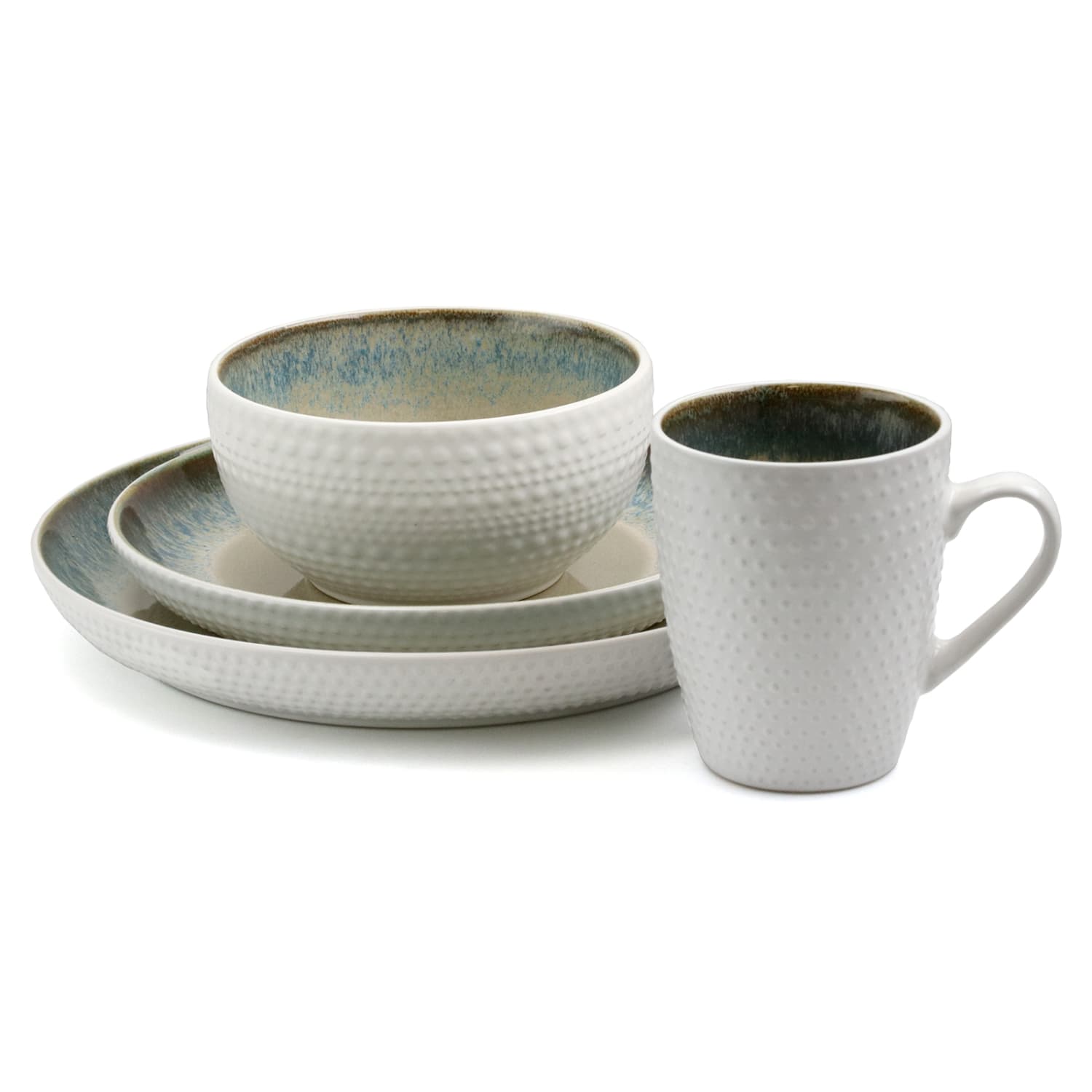 Elama 16-Piece Stoneware Dinnerware Set, Modern Dot - Image 3