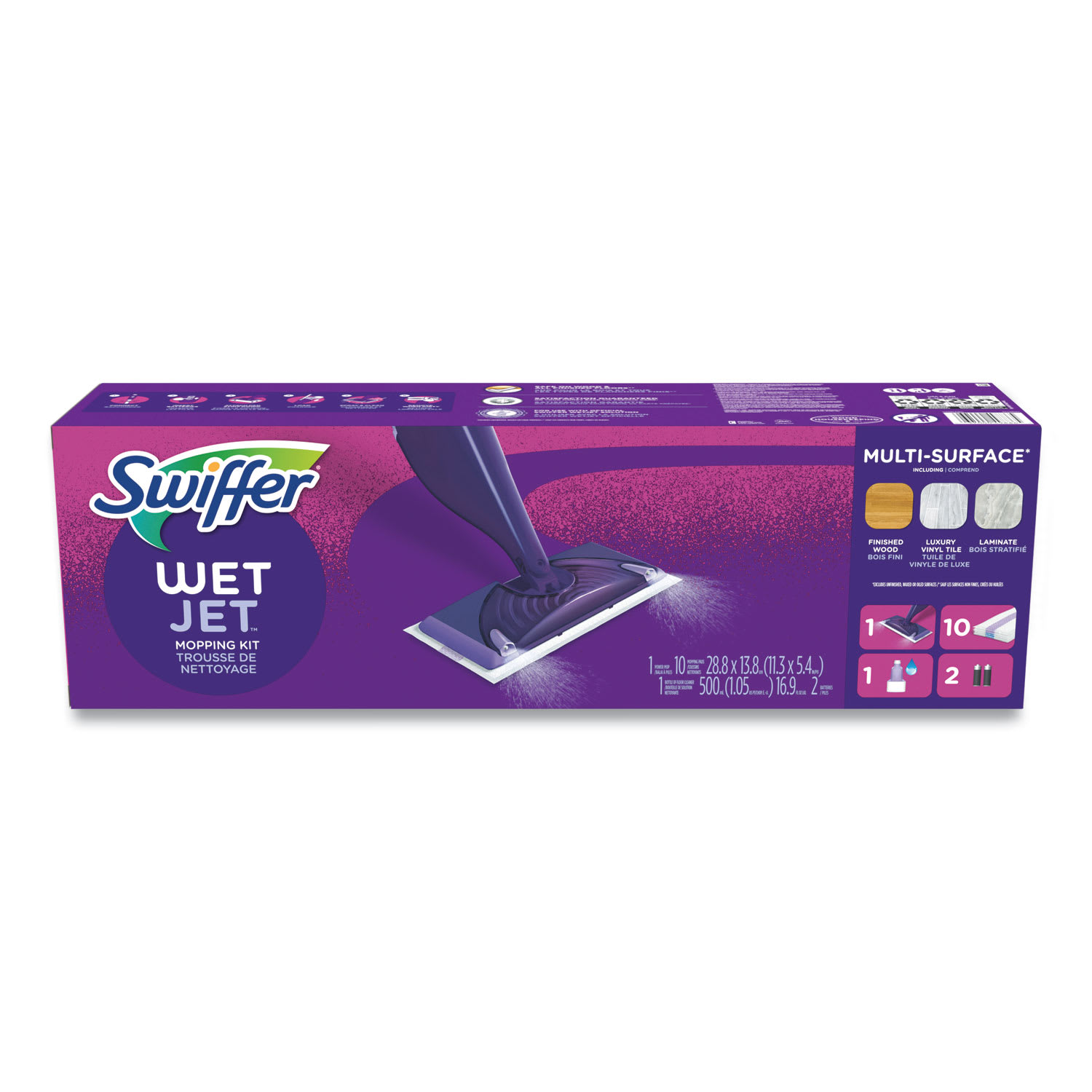 Swiffer WetJet WetJet Mop Starter Kit with 10 Pads and 1 Cleaner, 11.3 x 5.4 Head, Silver Handle - Image 4