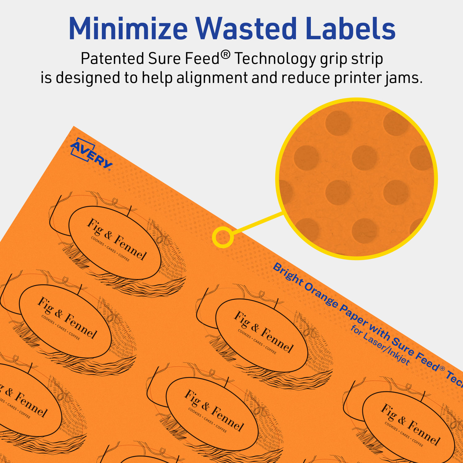 Avery Print-To-The-Edge Labels With Sure Feed Technology And Easy Peel, 94054-BOP40, Oval, 1-1/8in x 2-1/4in, Matte Bright Orange, Pack of 840 - Image 5