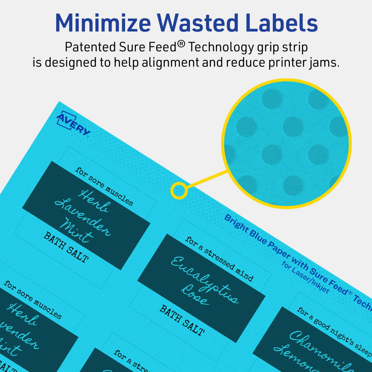 Avery Print-To-The-Edge Labels With Sure Feed Technology And Easy Peel Label Feature, 94107-BBP10, Square, 2in x 2in, Matte Bright Blue, Pack of 120 - Image 5