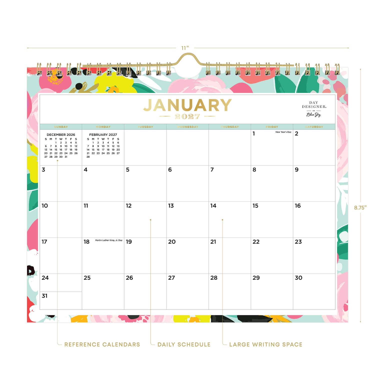2027 Blue Sky Secret Garden Mint Monthly Wall Calendar, 11x8.75, 0%, Secret Garden Mint, Jan-Dec, RY27 - Image 3