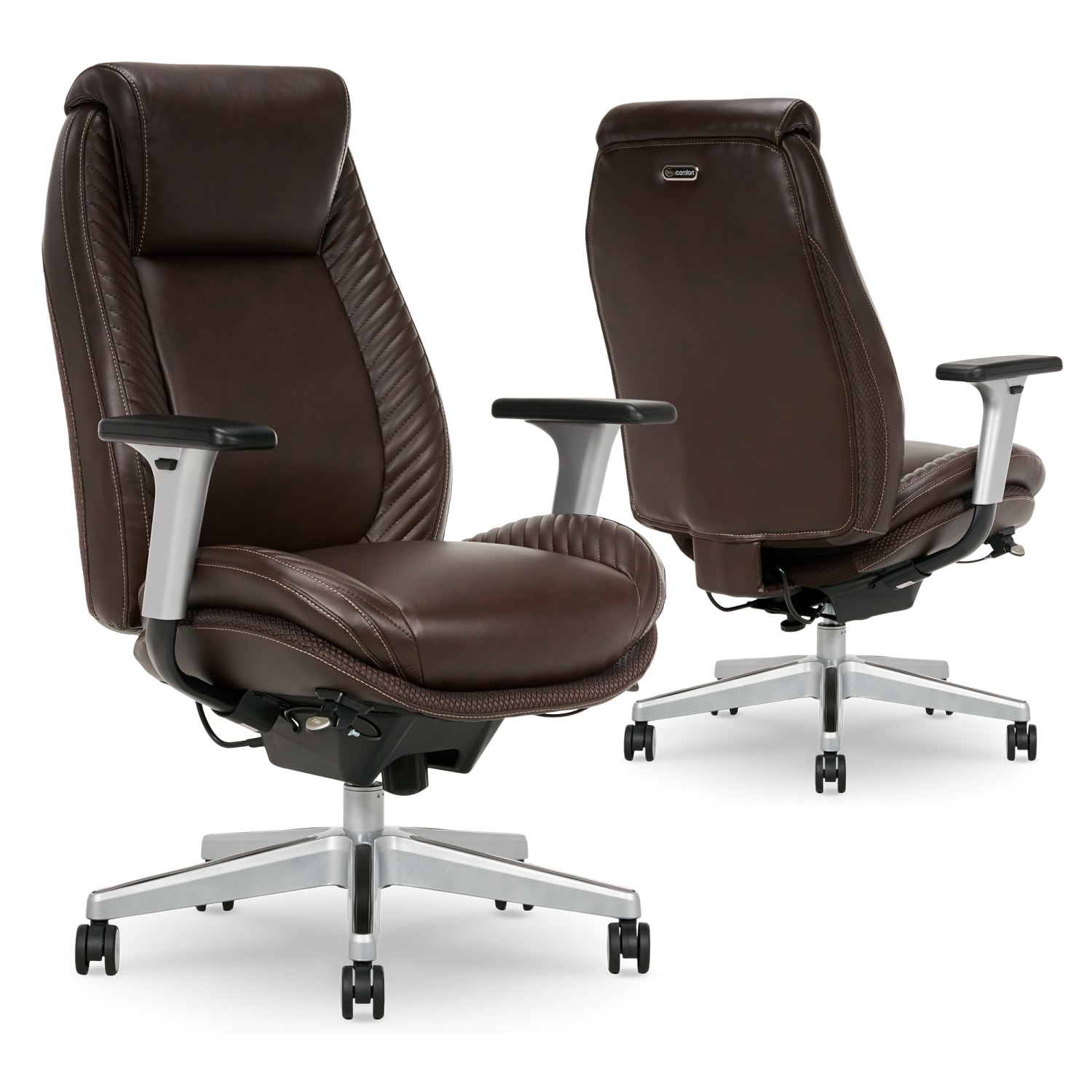 Serta iComfort i6000 Ergonomic Bonded Leather High-Back Manager Chair, Brown/Silver - Image 4