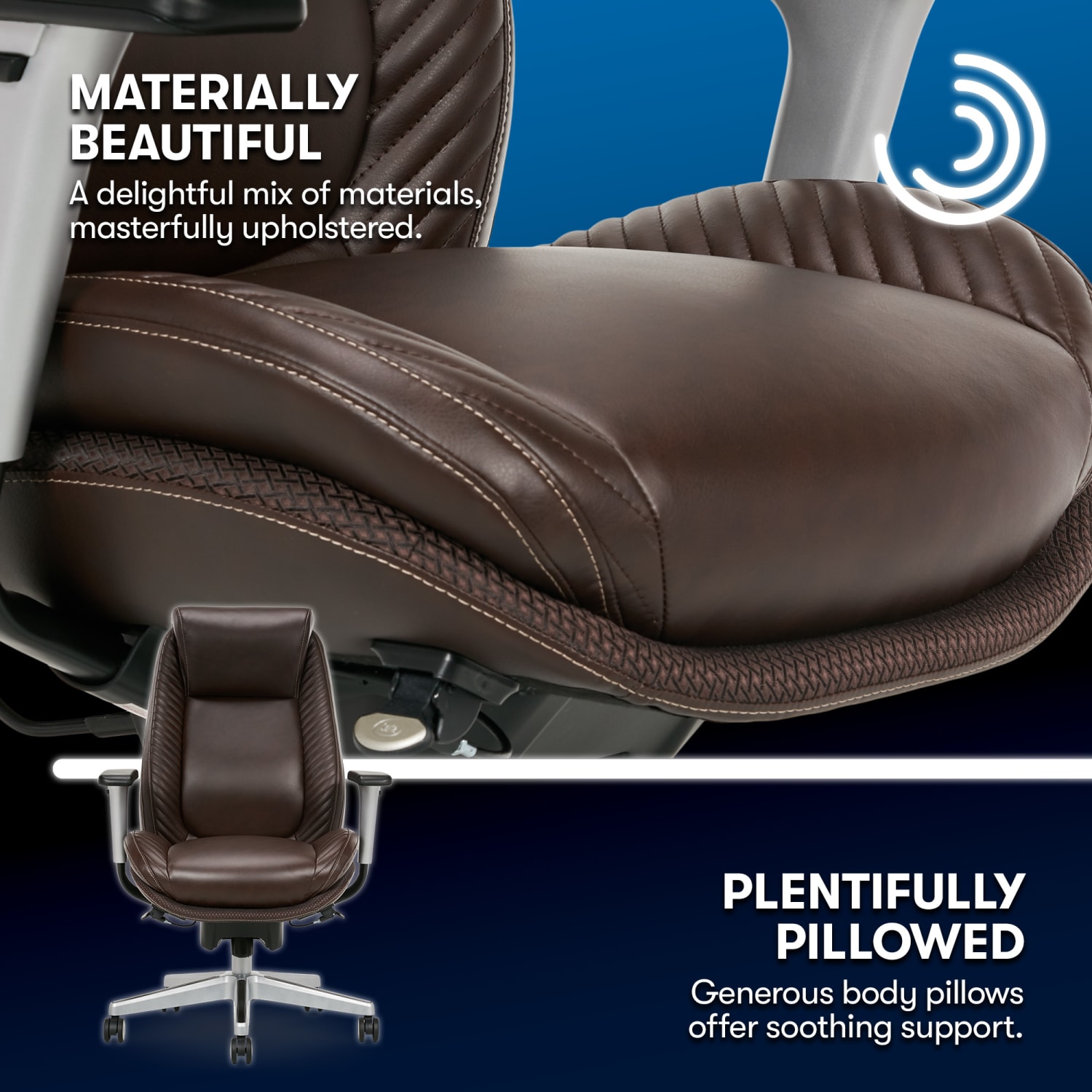 Serta iComfort i6000 Ergonomic Bonded Leather High-Back Manager Chair, Brown/Silver - Image 11