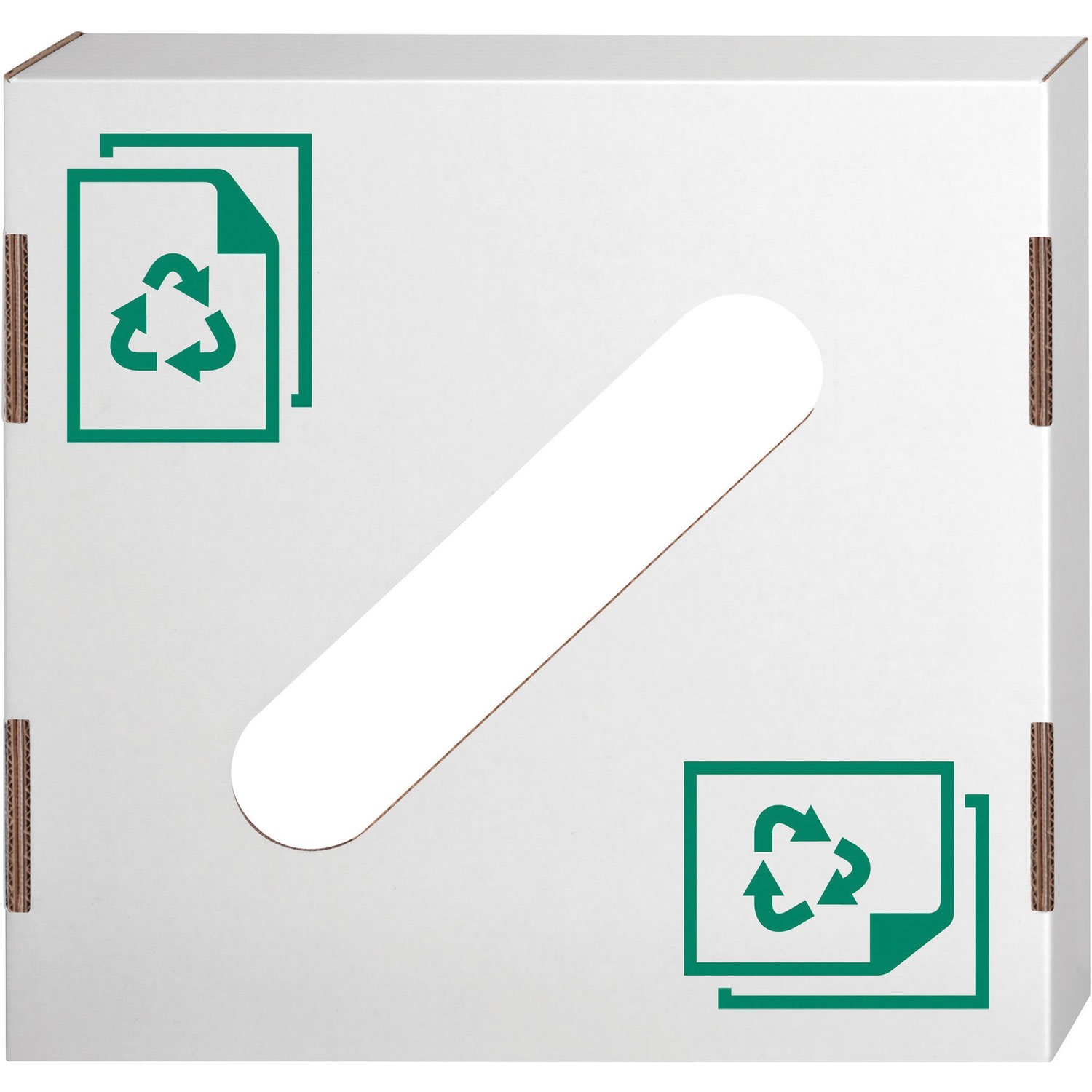 Bankers Box Waste And Recycling Bin Lids, Paper, 18 1/4in x 18 1/4in x 6in, 60% Recycled, White/Green, Pack Of 10 - Image 3