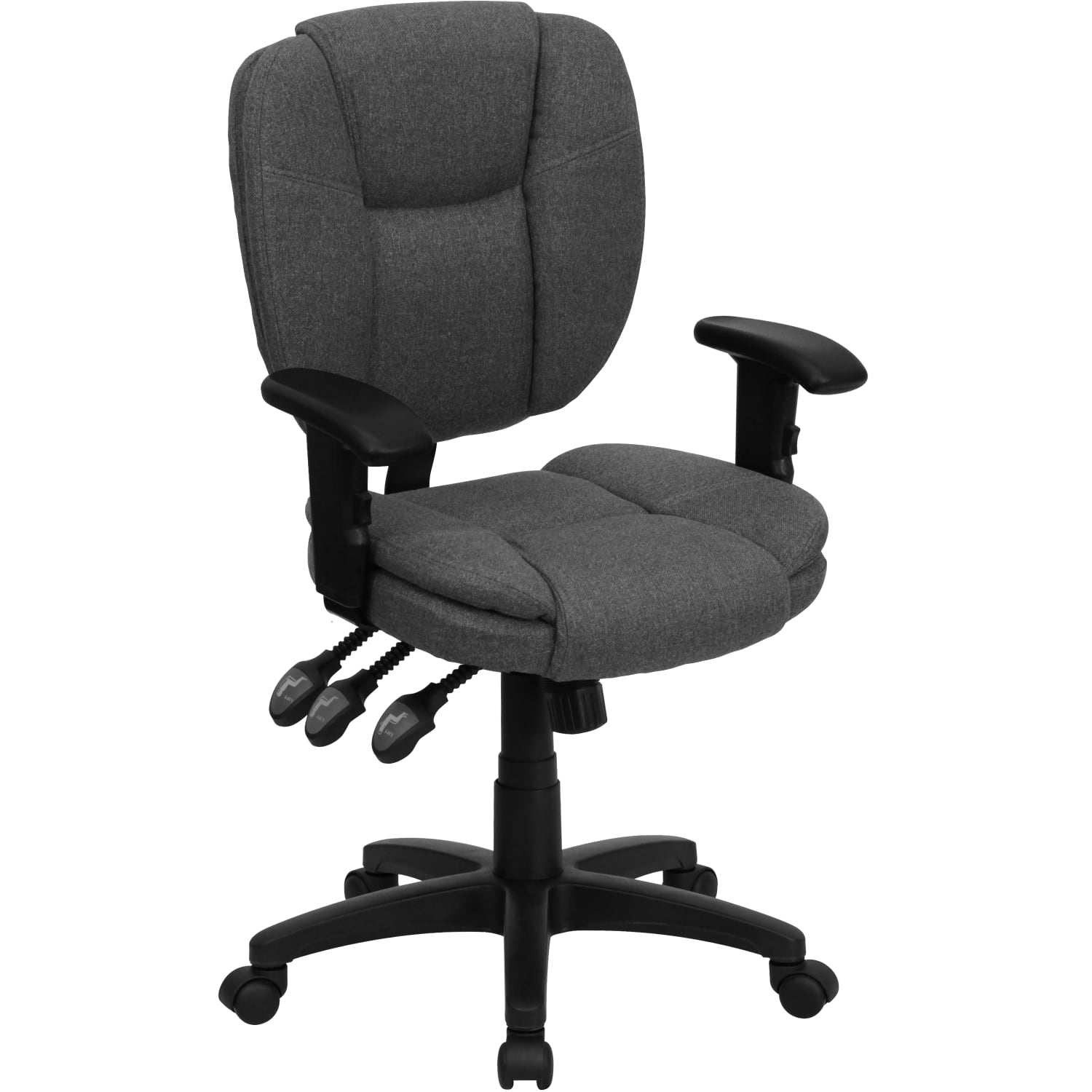 Flash Furniture Fabric Mid Back Multifunction Ergonomic Swivel Task Chair With Adjustable Arms GrayBlack PopularChairscom