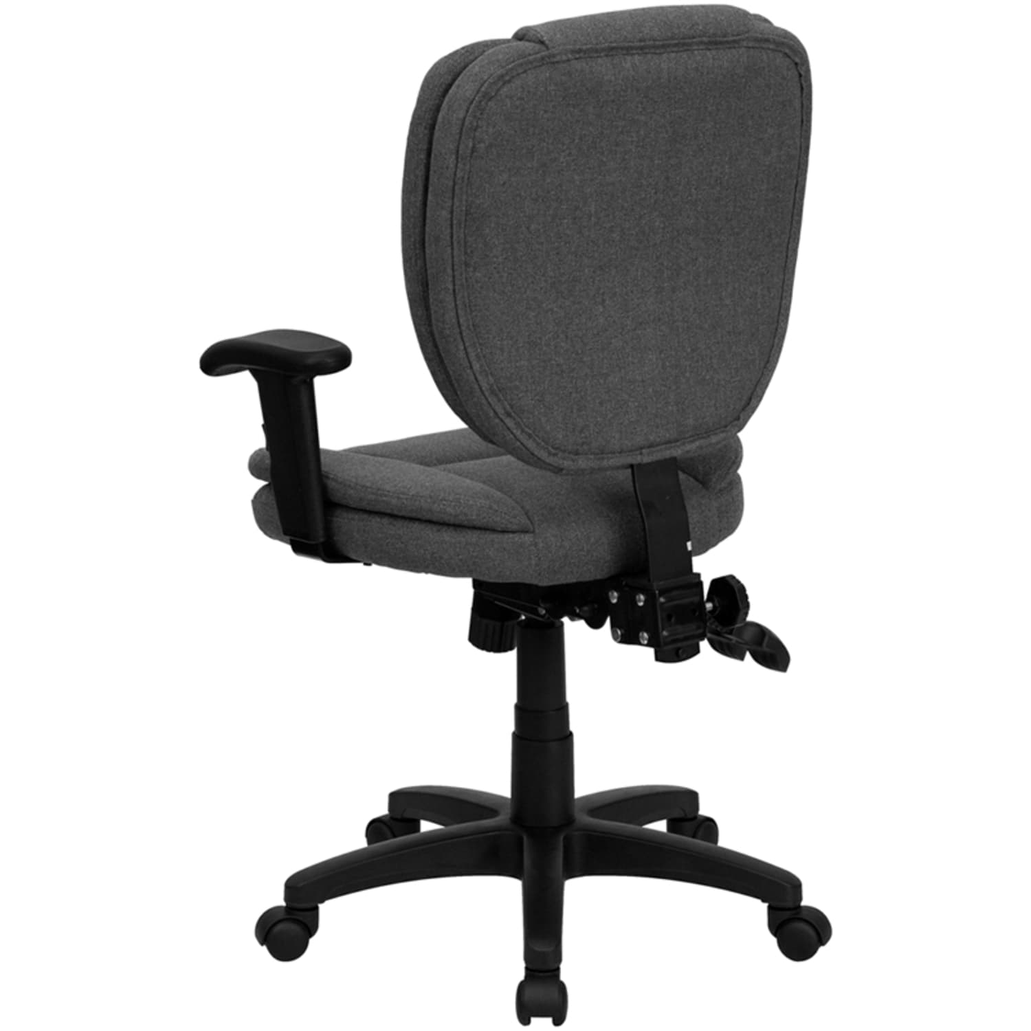 Flash Furniture Fabric Mid-Back Multifunction Ergonomic Swivel Task Chair With Adjustable Arms, Gray/Black - Image 5