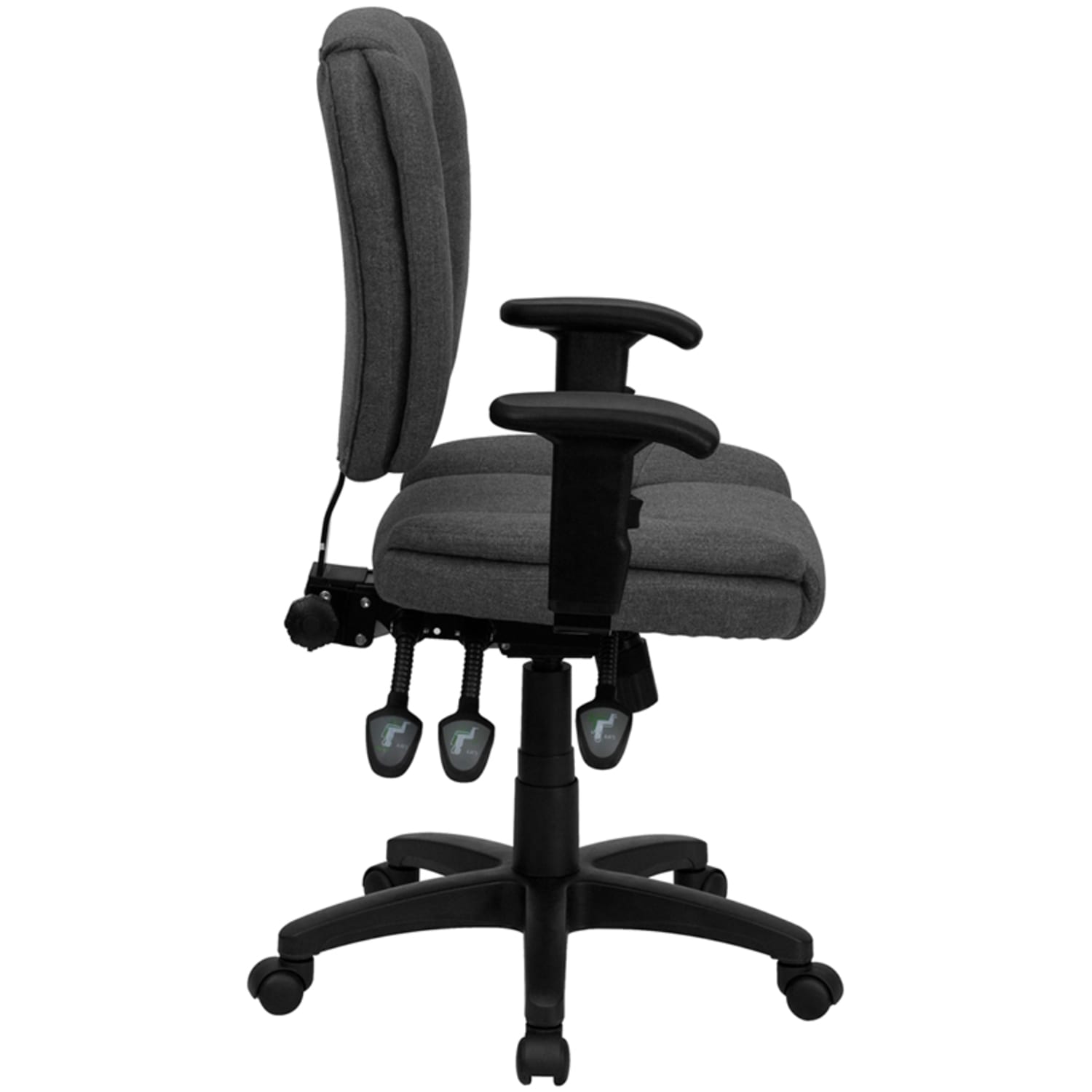 Flash Furniture Fabric Mid-Back Multifunction Ergonomic Swivel Task Chair With Adjustable Arms, Gray/Black - Image 6