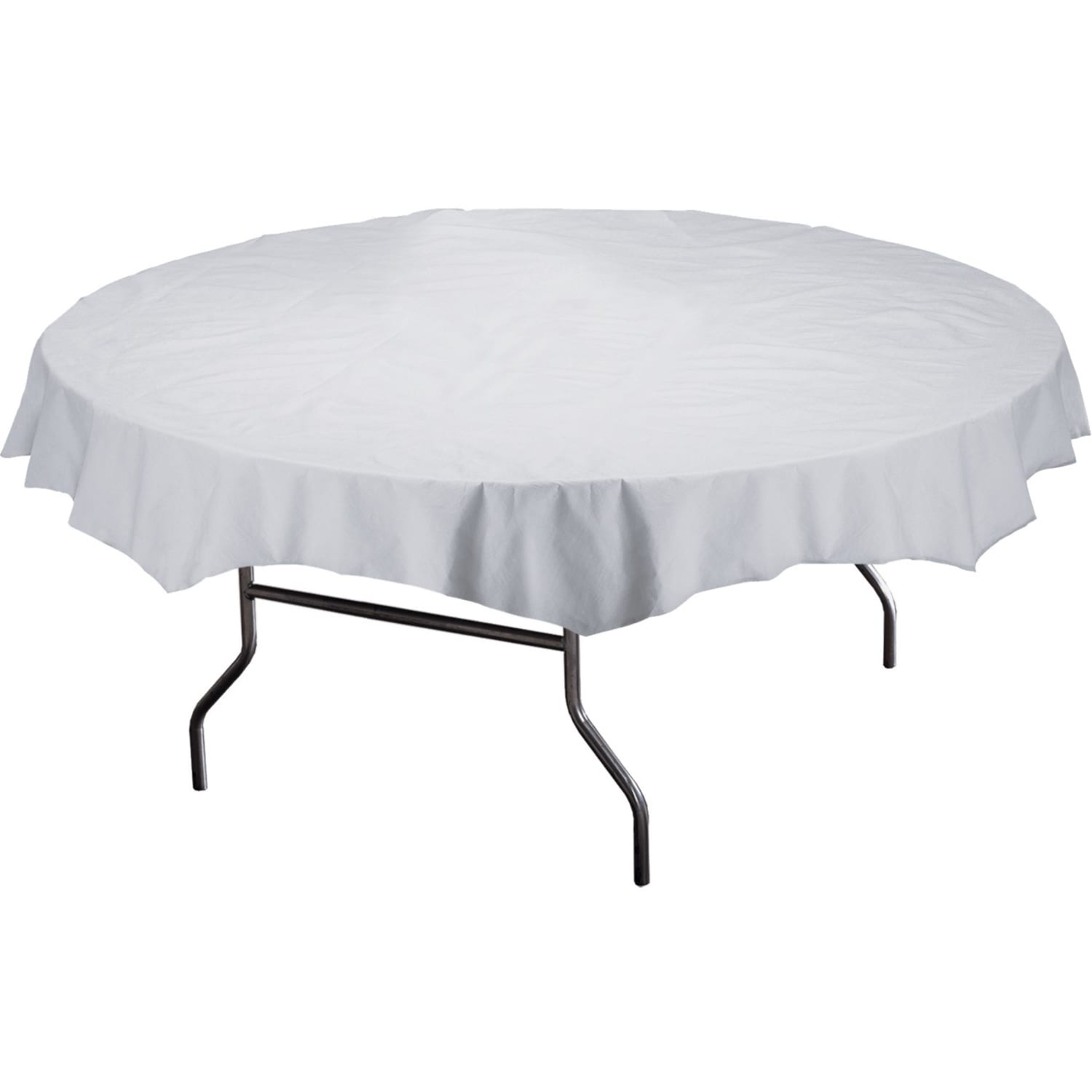 Hoffmaster Tissue/Polyethylene Tablecloths, Round, 82in Diameter, White, Carton Of 25 Tablecloths