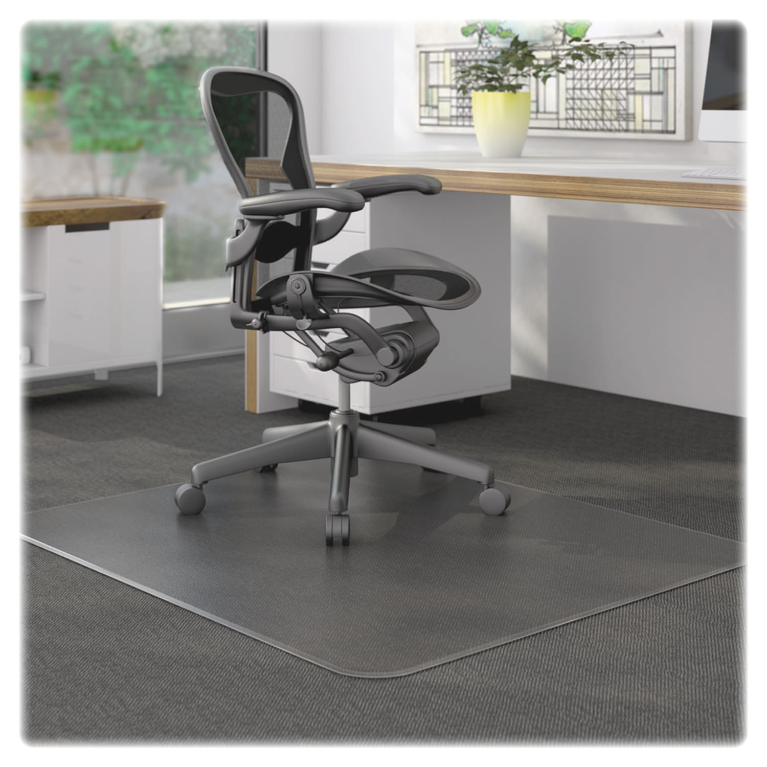 Lorell Rolled Low Pile Studded Chair Mat, 46in x 60in - Image 4