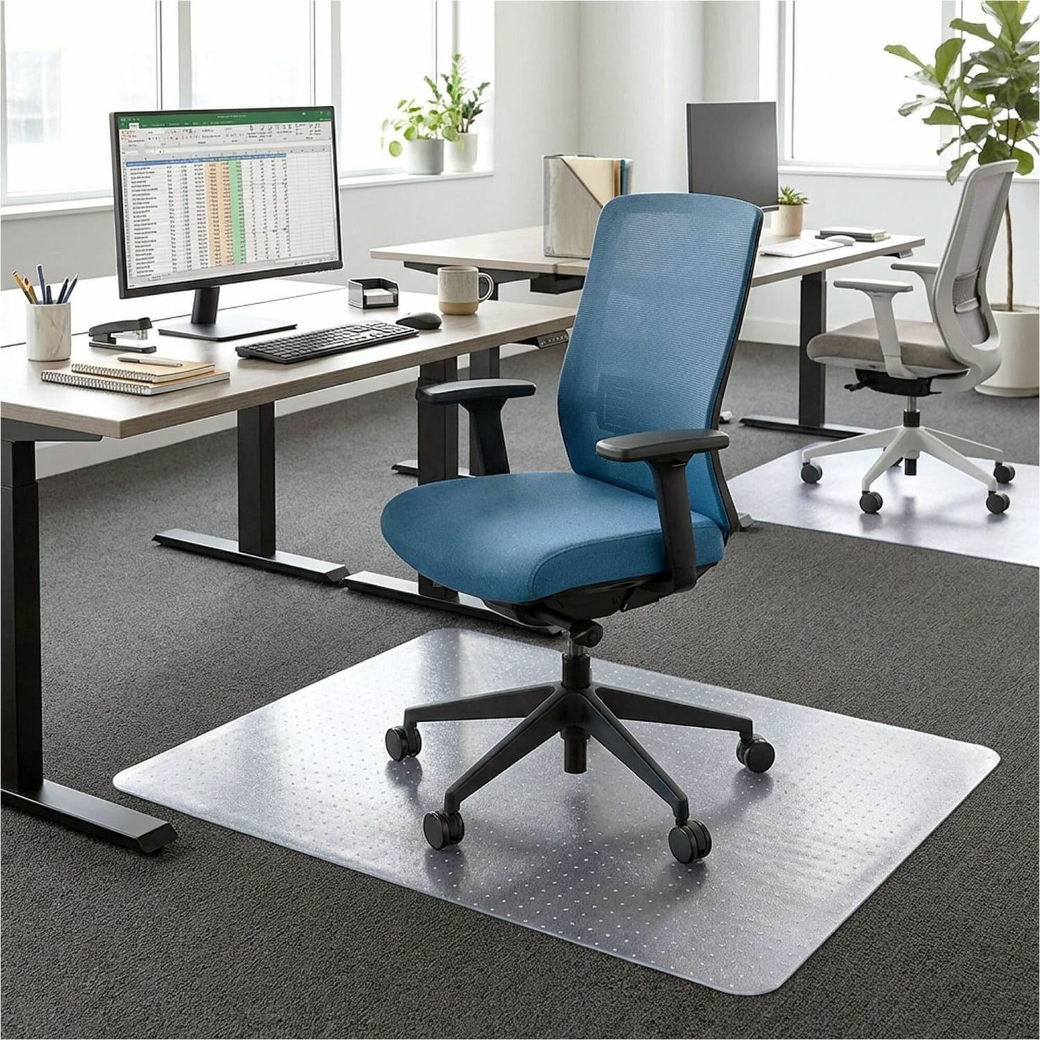 Lorell Rolled Low Pile Studded Chair Mat, 46in x 60in - Image 5