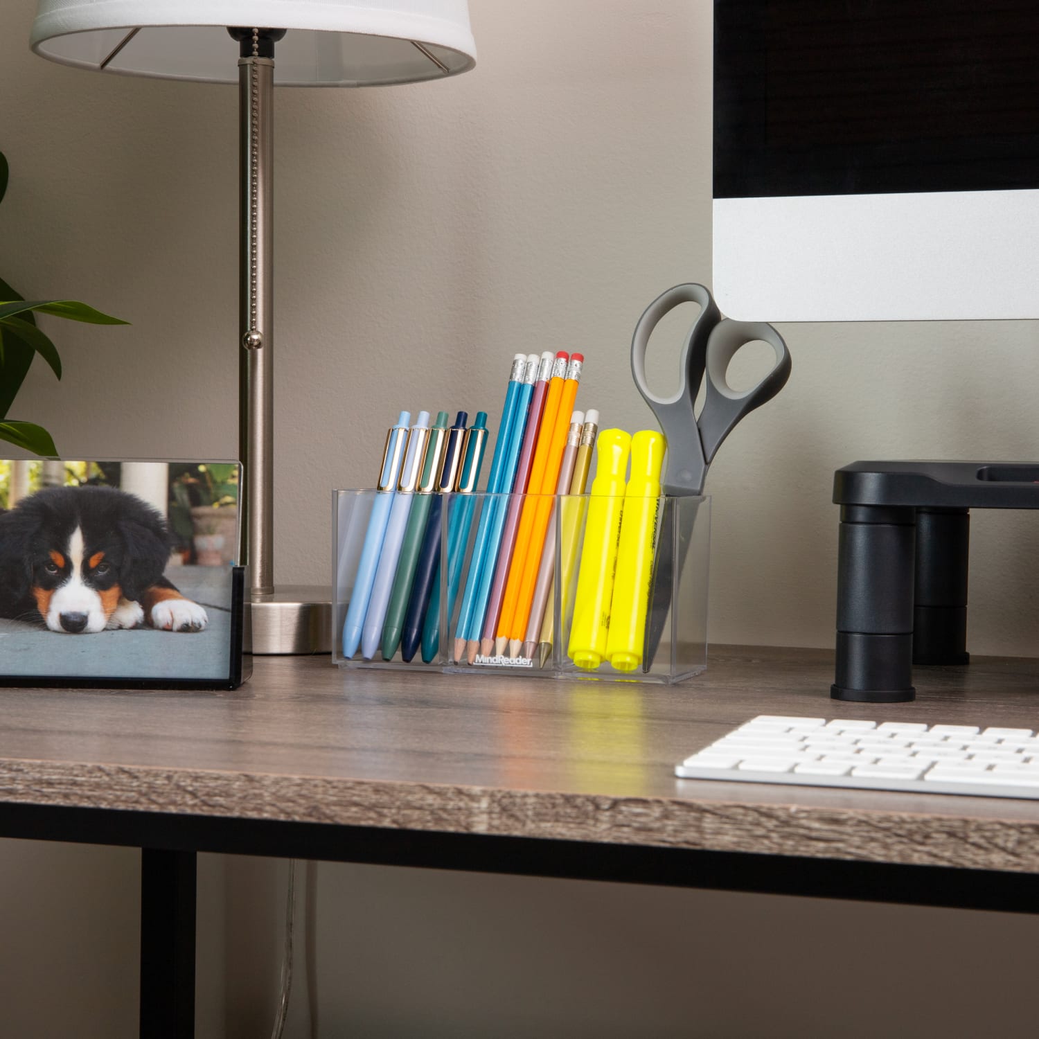 Mind Reader Pen And Accessories Holder, 3-1/2inH x 2-1/2inW x 7inD, Clear - Image 3